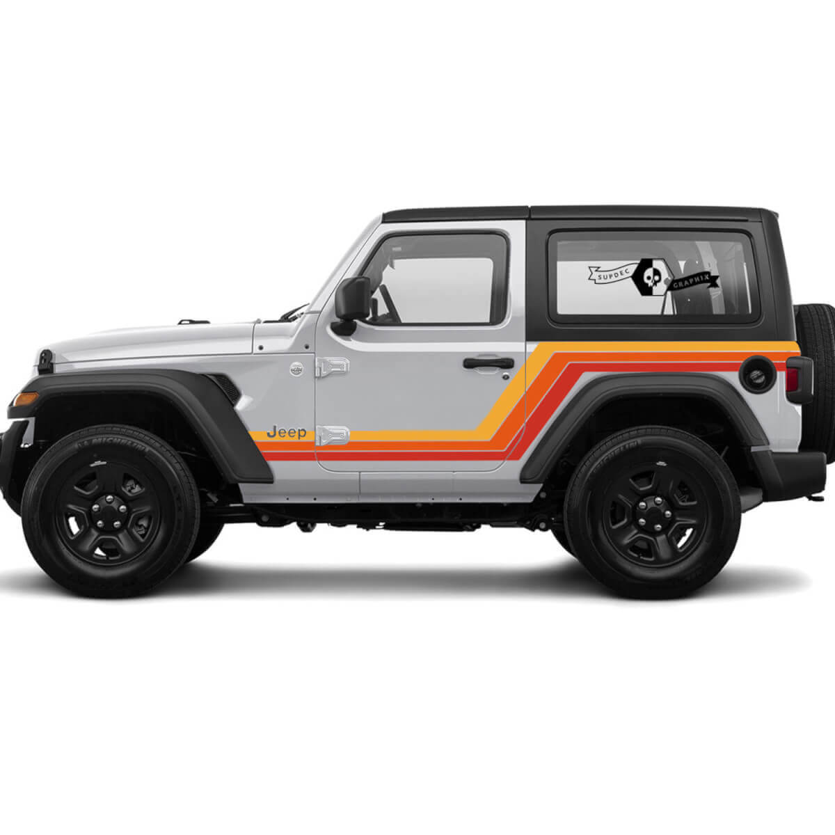 Jeep Rubicon Retro Vintage 2 puertas racing stripe kit long Off Road Graphic Kits

