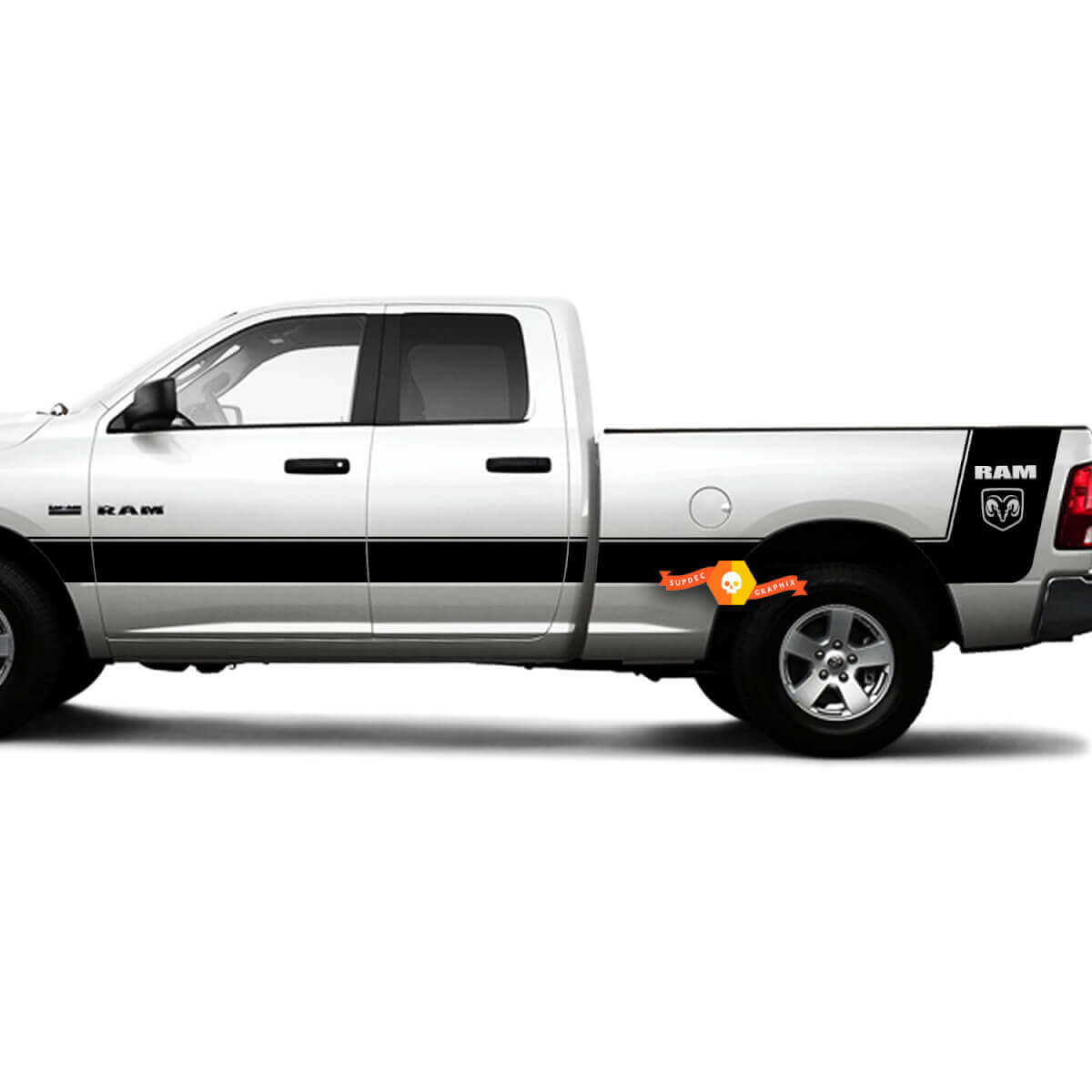 Kit de pegatinas de vinilo con rayas laterales estilo Hemi para Dodge Ram 1500 2500