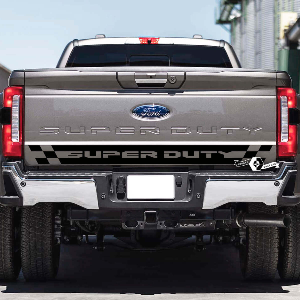 Calcomanía de vinilo con bandera ajedrezada para portón trasero Musclecar Super Duty 2023
