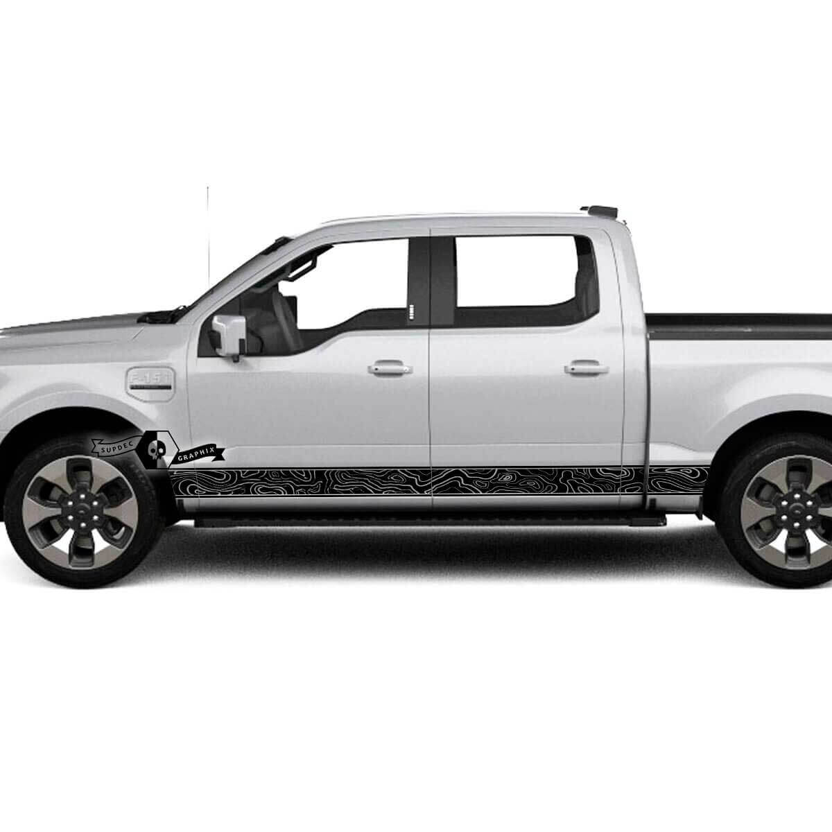 Par Musclecar truck Lightning 2022 2023 Rocker Panel Logo Stripes Body Doors Calcomanías Pegatinas laterales Gráficos Vinilo
