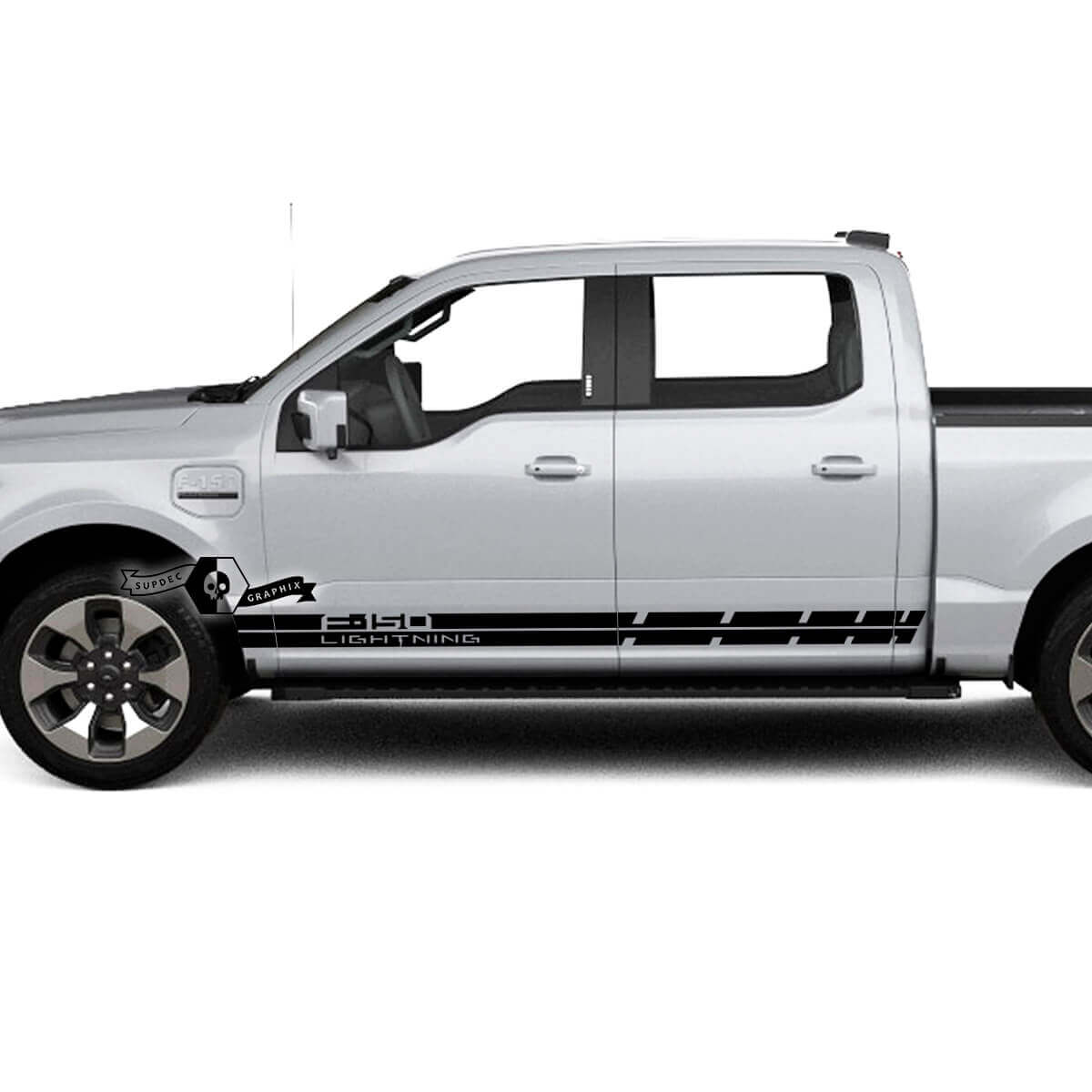 Par Ford F-150 Lightning 2022 2023 Panel basculante Líneas Rayas Calcomanías para el cuerpo Pegatinas laterales Gráficos Vinilo
