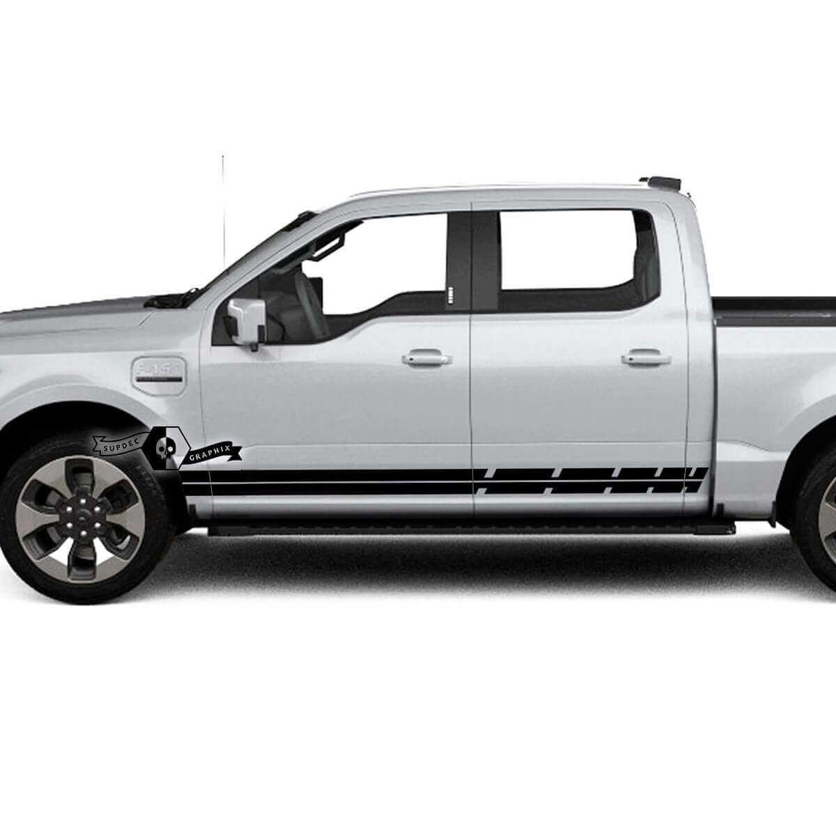Par Musclecar truck Lightning 2022 2023 Panel basculante Líneas Rayas Calcomanías para el cuerpo Pegatinas laterales Gráficos Vinilo

