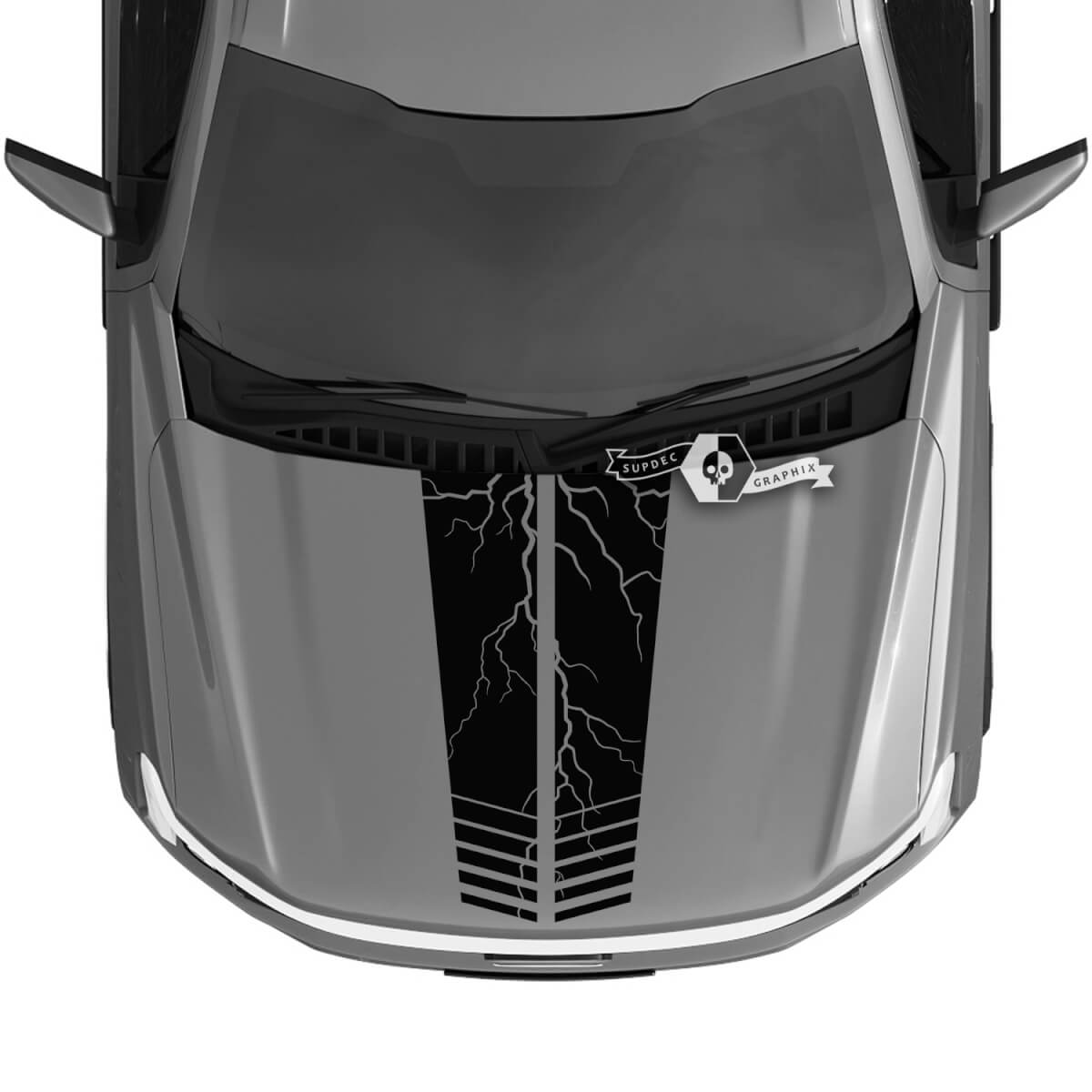 Hood Ford F-150 Lightning 2022 2023 Blackout Lightning Line Dual Calcomanías Pegatinas Gráficos Vinilo
