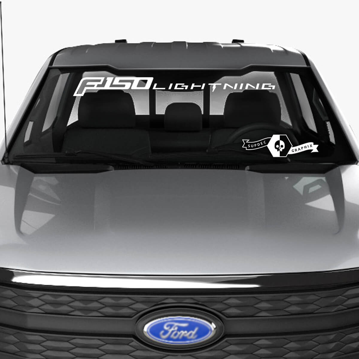 Calcomanía de parabrisas para Ford F-150 Lightning 2022 - 2023 Lightning Logo Banner ventana pegatina superior
