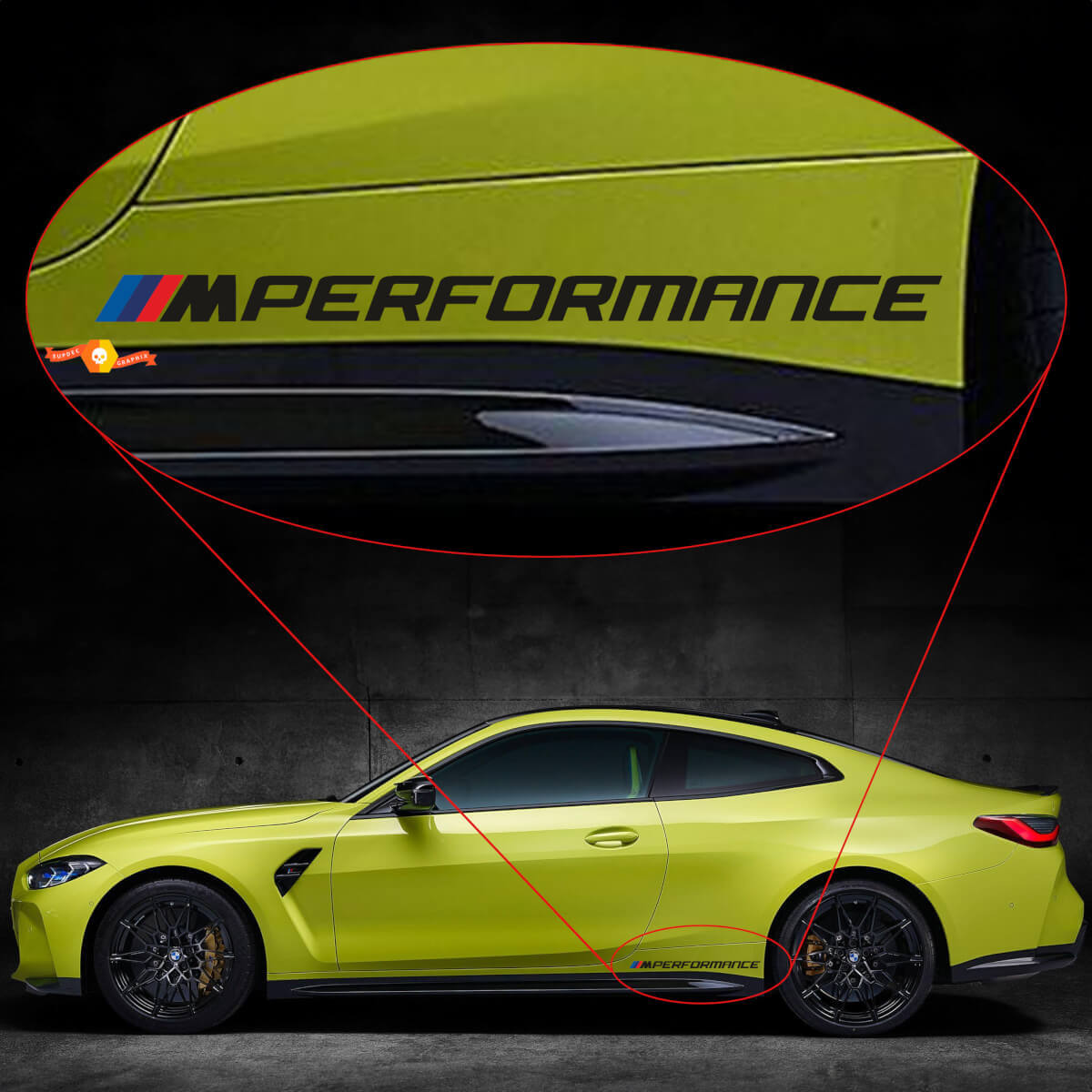 Juego de adhesivos para faldón lateral estilo M Performance para BMW M3 M4 G80 G82 G83