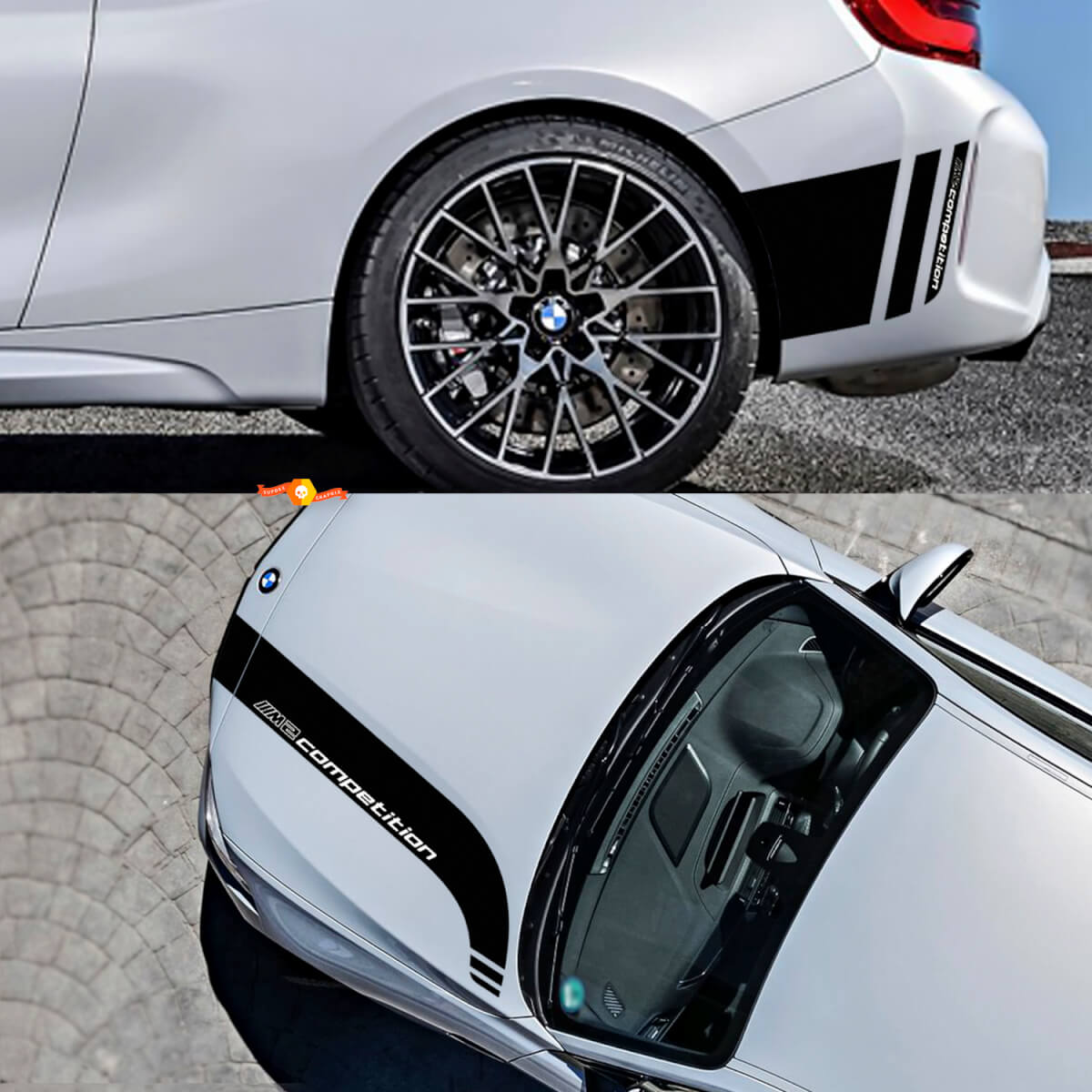 Kit de vinilos decorativos para capó y laterales traseros para BMW M2 Competition F87