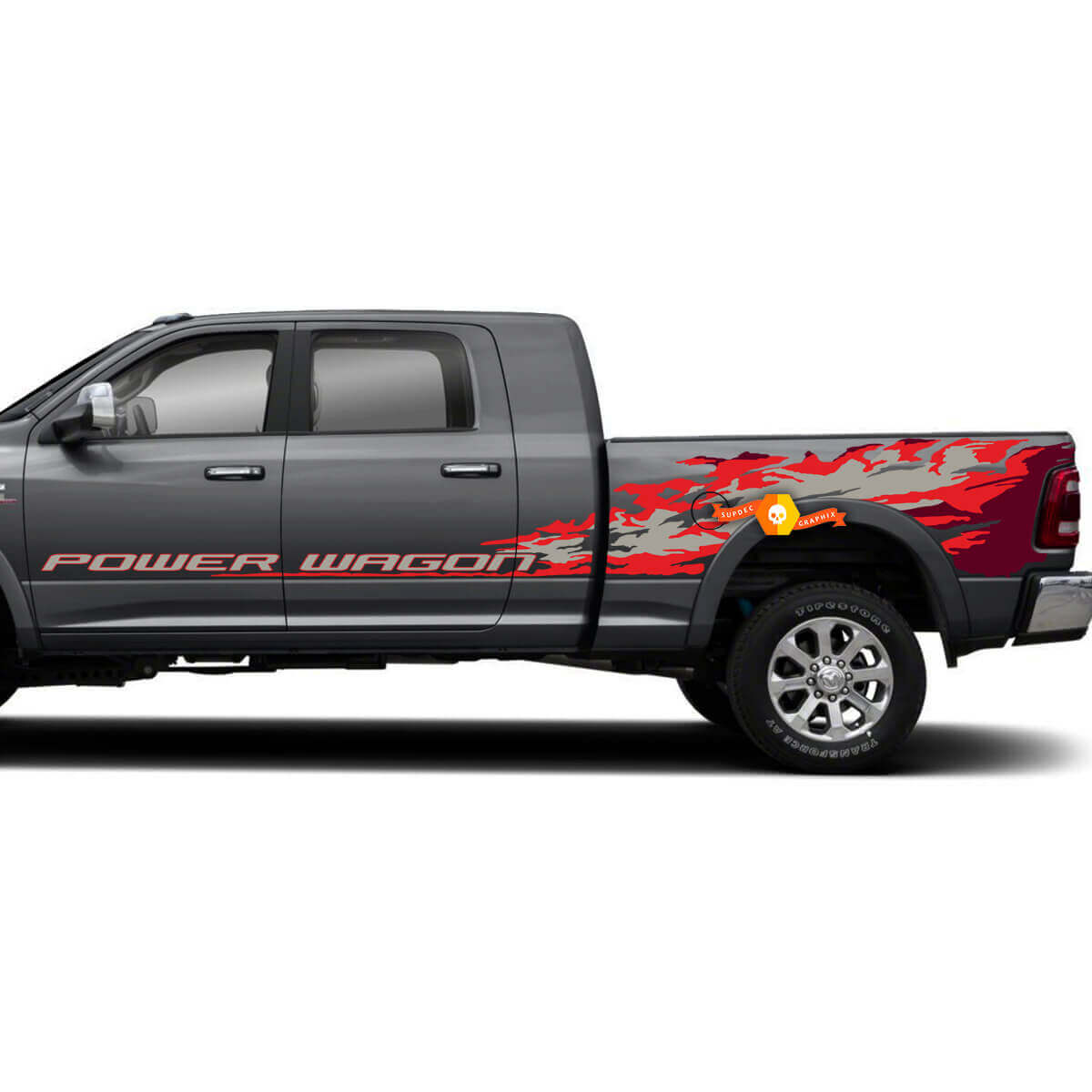 Kit de vinilo lateral estilo salpicadura Power Wagon para Dodge Ram