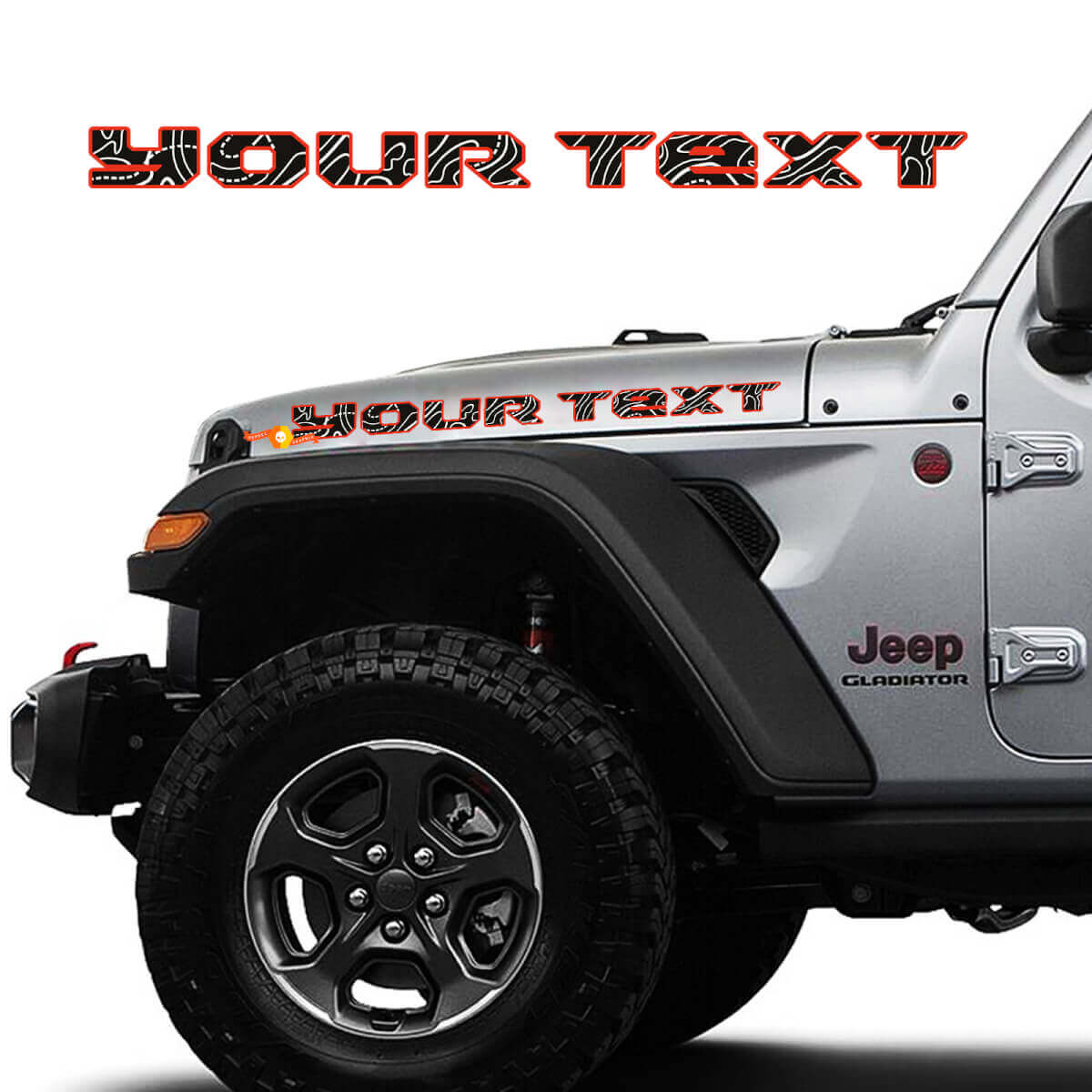 2x calcomanías de capó para Jeep Gladiator 2019 - 2023 Mapa topográfico Topo
