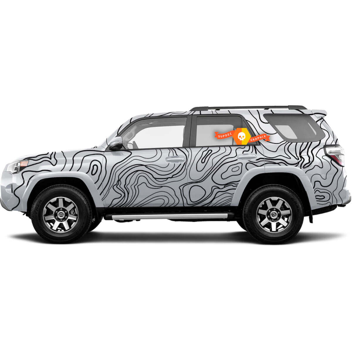 Kit de Calcomanías de Vinilo de Cuerpo Completo con Mapa Topográfico para Toyota 4Runner