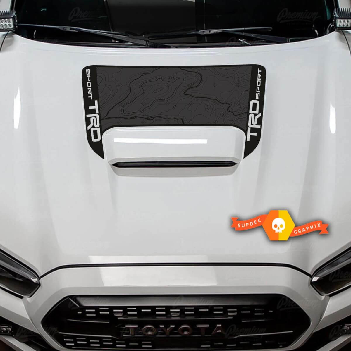 Calcomanía de vinilo con mapa topográfico TRD Sport para capó Toyota Tacoma 2016-2024