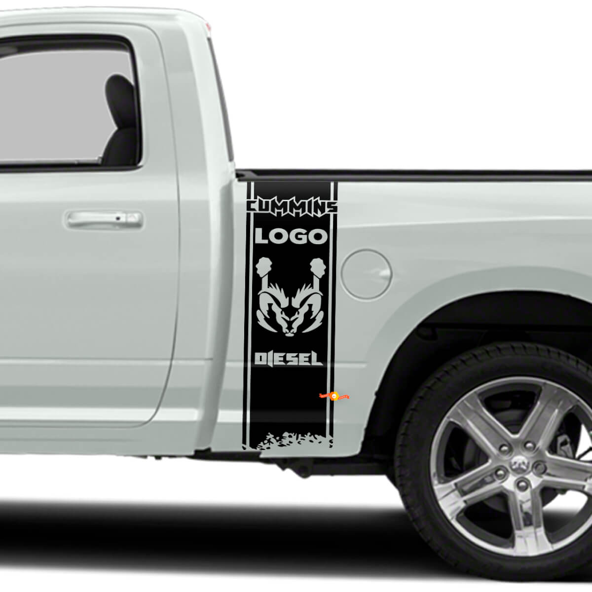 Kit de vinilo adhesivo de franjas Cummins Hemi Diesel para el costado de la caja de camiones Dodge