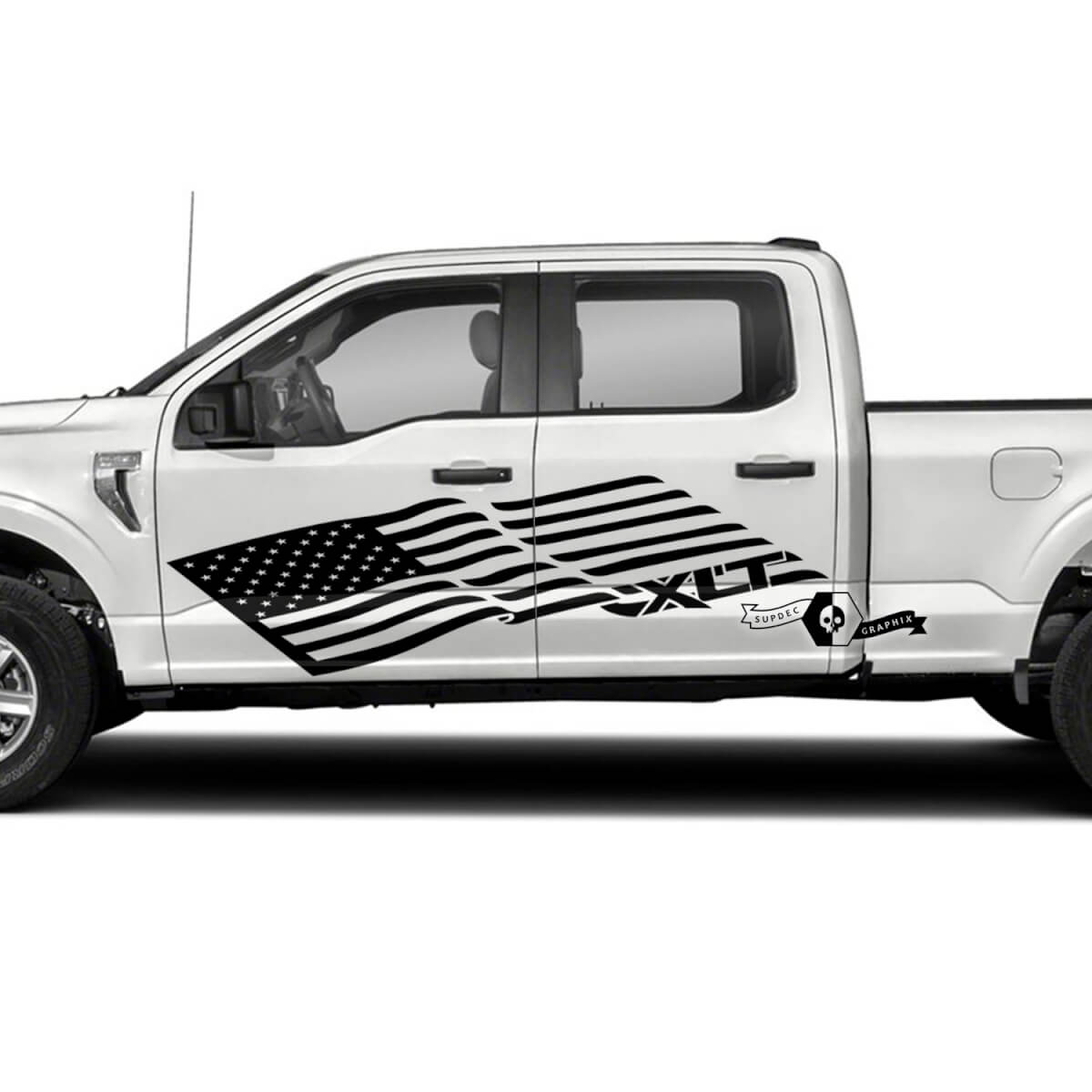 Kit de Vinilo para Puerta Lateral con Bandera de EE. UU. y Logo XLT para Camioneta Musclecar XLT