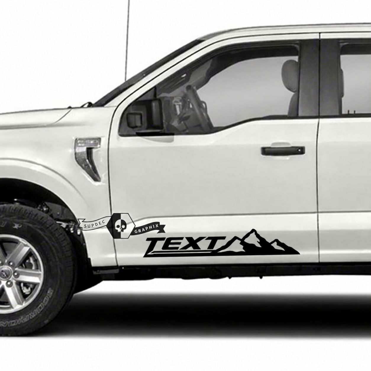 TEXT Three Peak Mountain Line Pair Puerta Adhesivo de vinilo para Ford F-150 2022-2023