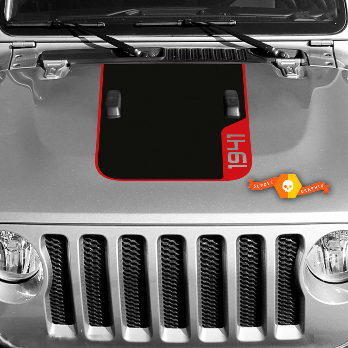 Hood Jeep RUBICON 1941 Wrangler vinilo calcomanía pegatina gráficos 2 colores
