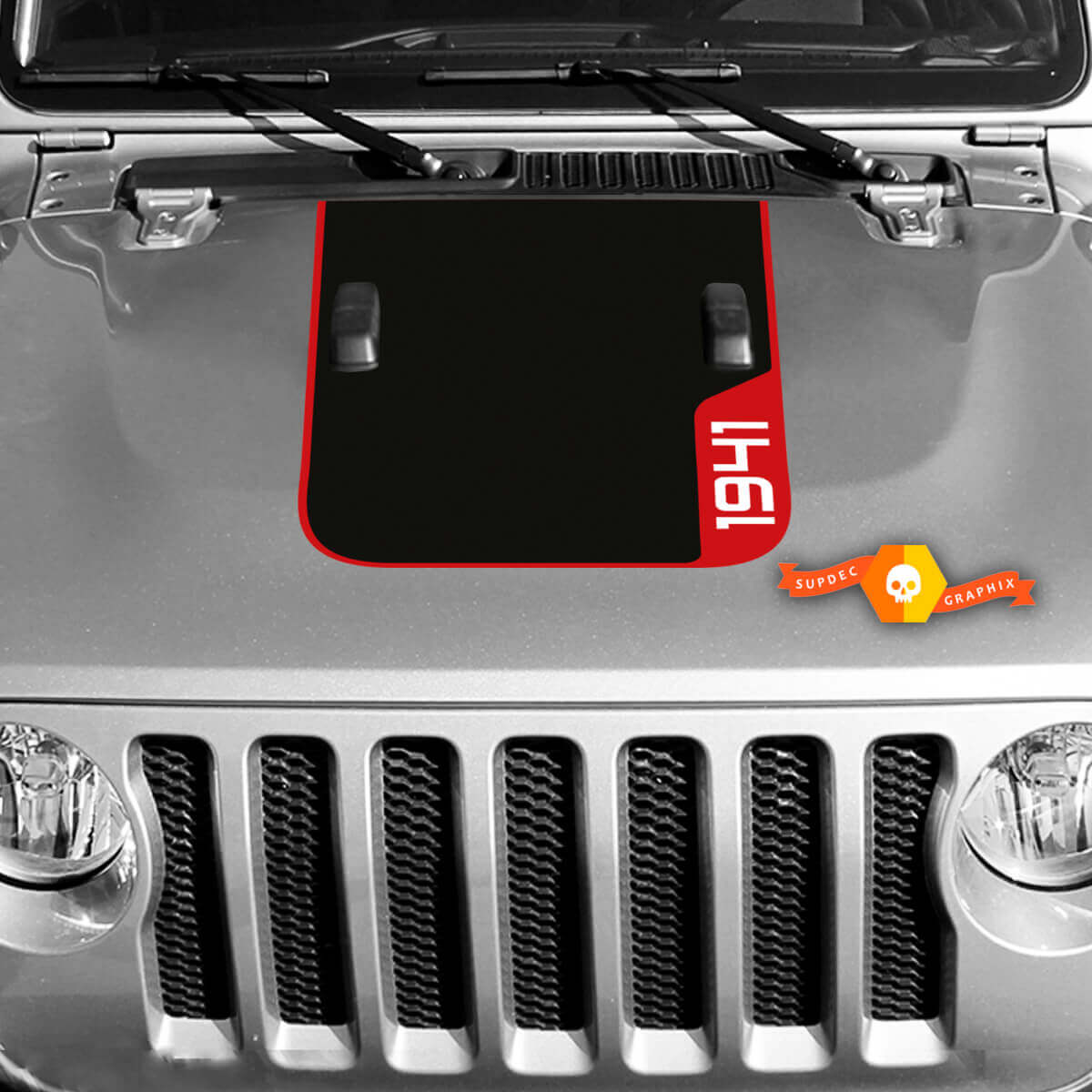 Pegatina de vinilo para capó 1941 Gráficos de calcomanía 2 para Jeep Wrangler Rubicon 3 colores