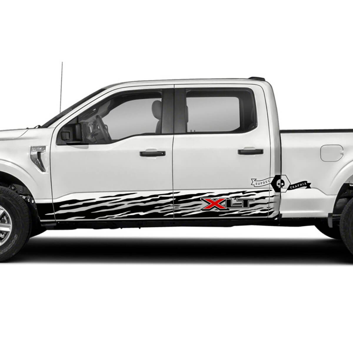 Par de pegatinas laterales con gráficos de barro para panel basculante lateral Ford F-150 XLT 2023
