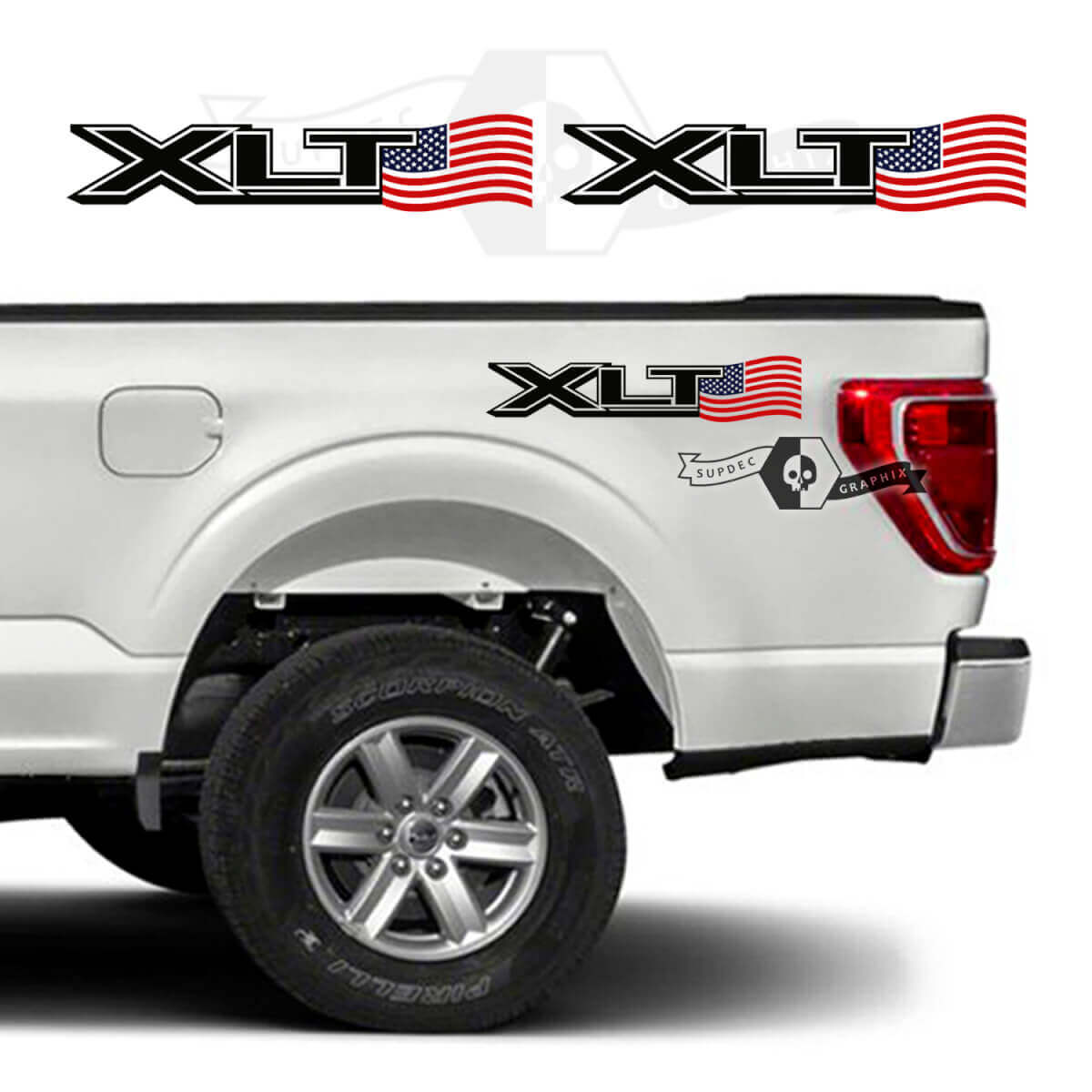 Calcomanías de vinilo laterales con bandera de EE.UU. XLT para Musclecar F-150 2023
