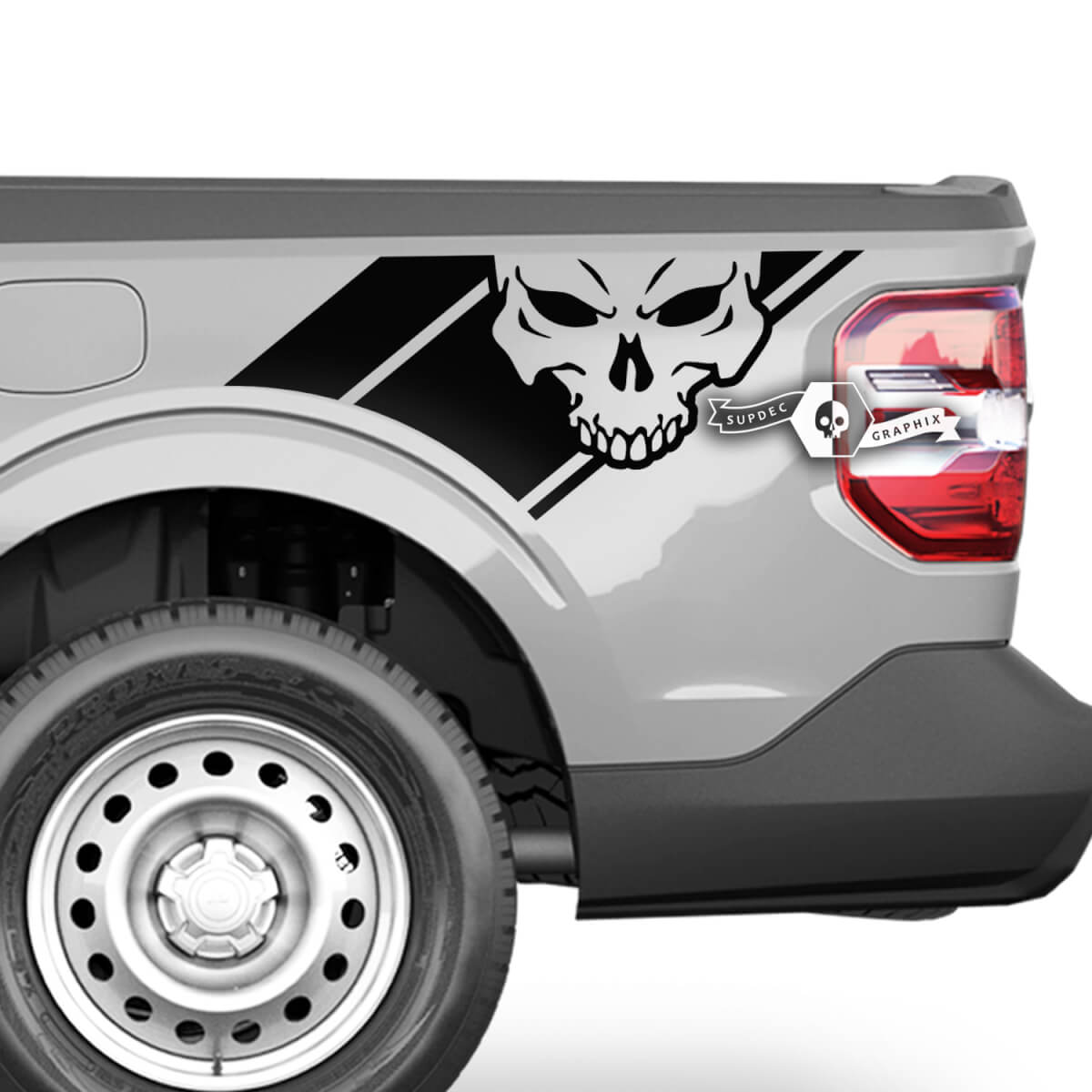 Par Ford F-150 XLT Bed Skull Splash Stripe Graphics Calcomanías laterales pegatinas
