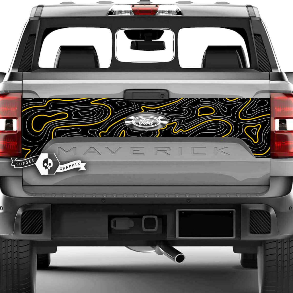 Musclecar truck XLT Maverick Tailgate Splash Mapa topográfico Gráficos Calcomanías laterales Pegatinas 2 colores
