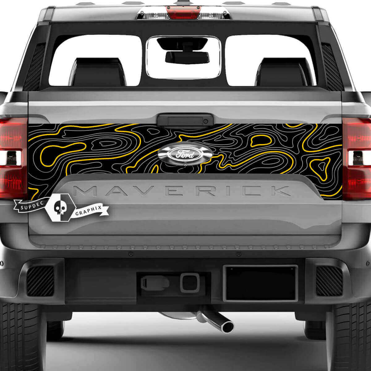 Vinilo Adhesivo para Portón Trasero con Mapa Topográfico para Musclecar truck XLT Maverick