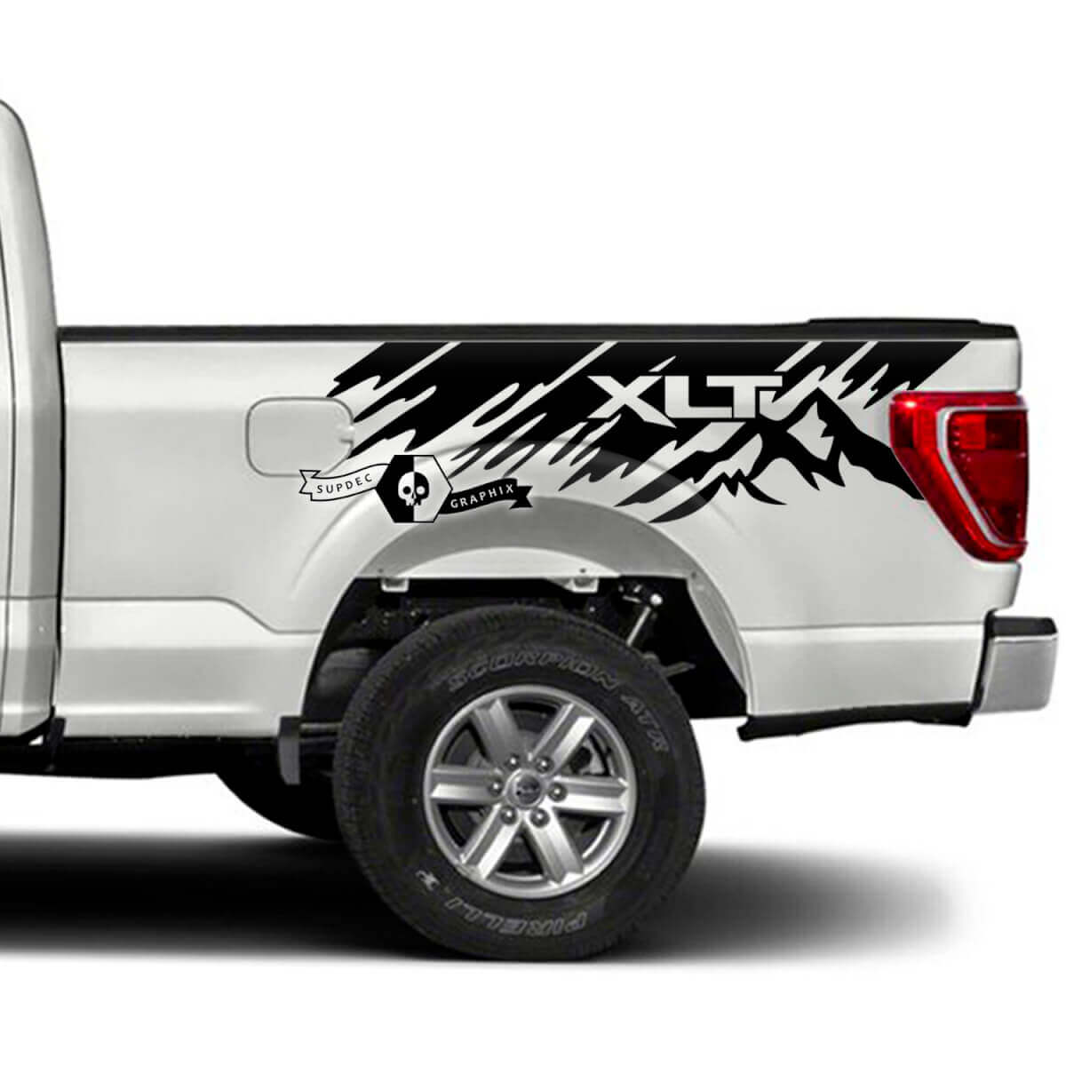 Par Musclecar truck XLT Bed Splash Mud Mountains Graphics Calcomanías laterales pegatinas
