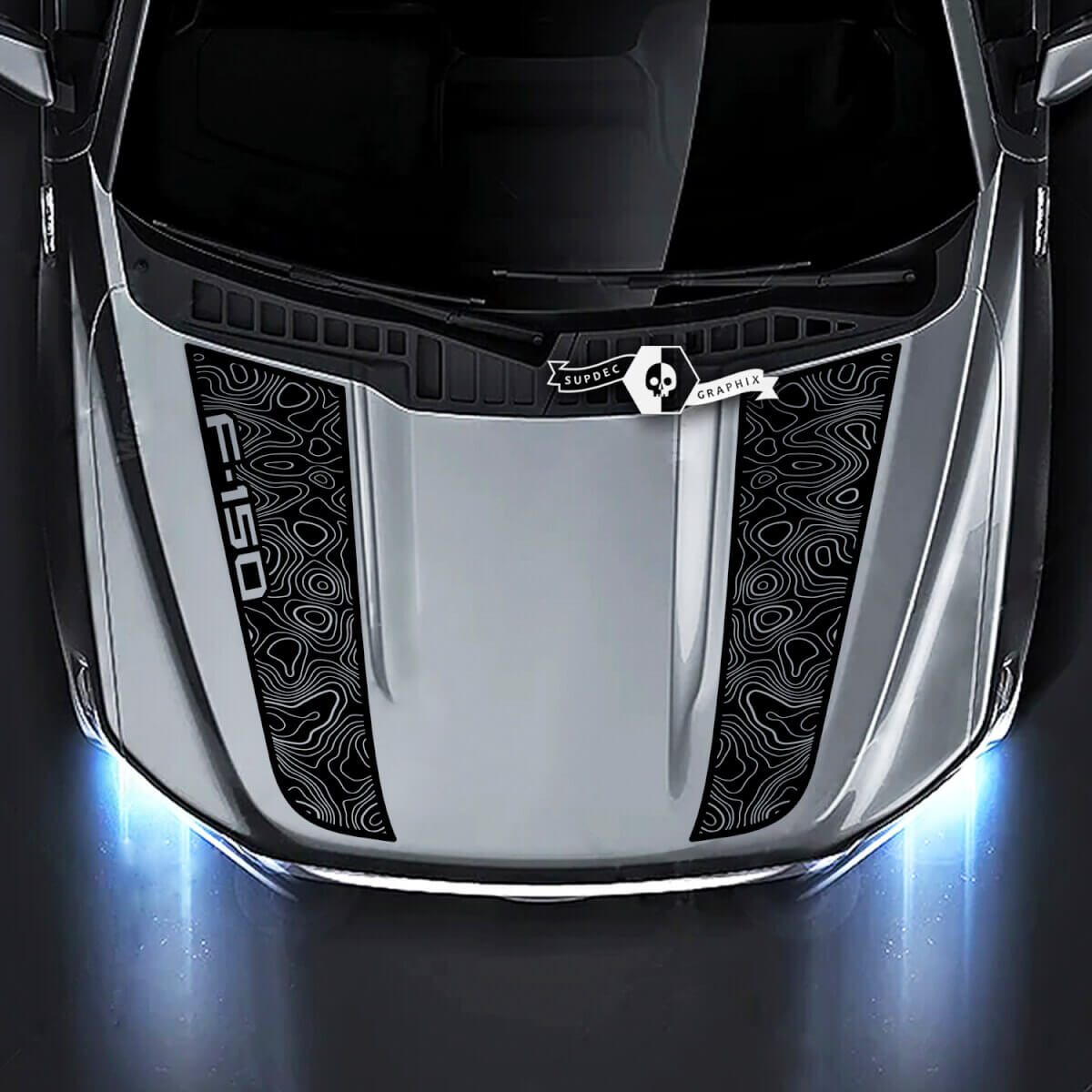 Musclecar truck XLT Hood Mapa topográfico Gráficos Calcomanías laterales Pegatinas
