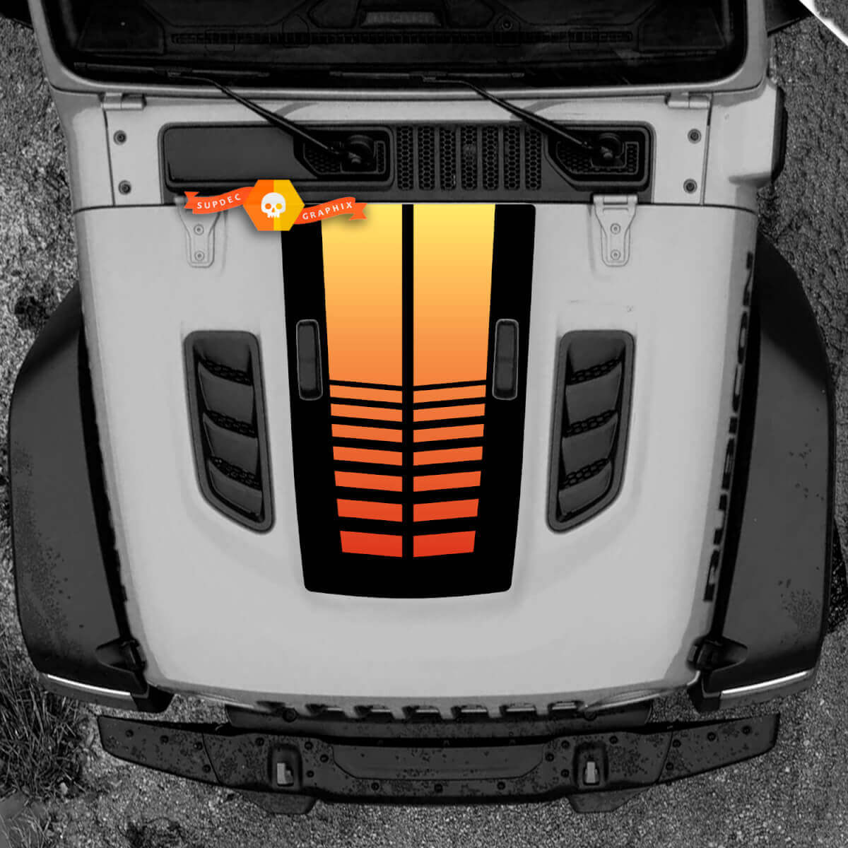 Hood Jeep RUBICON Wrangler JL Vinilo Banner Degradado Calcomanía Etiqueta Gráficos
