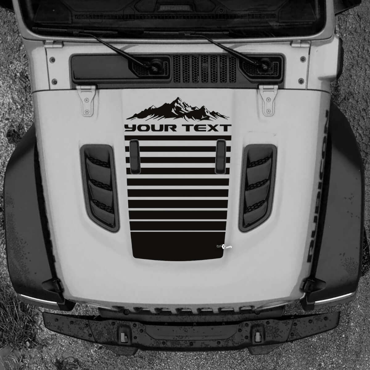 Hood Jeep RUBICON Wrangler JL Vinilo Banner Montañas Líneas Calcomanía Etiqueta Gráficos
