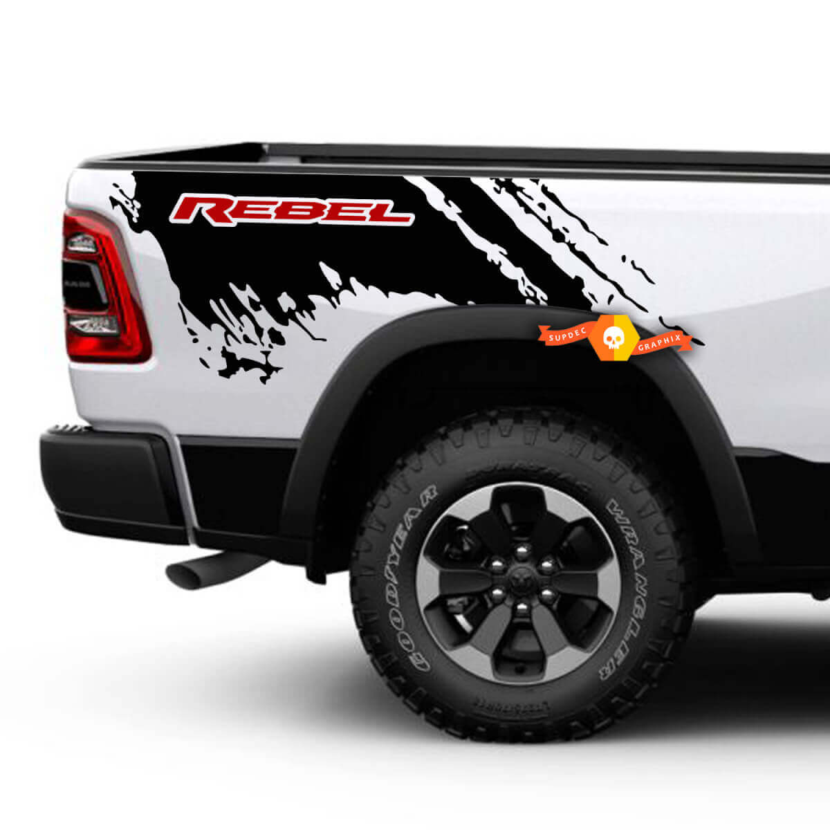 Kit de Vinilos Laterales para Cama Estilo Salpicaduras de Barro para Dodge Ram 1500 Rebel