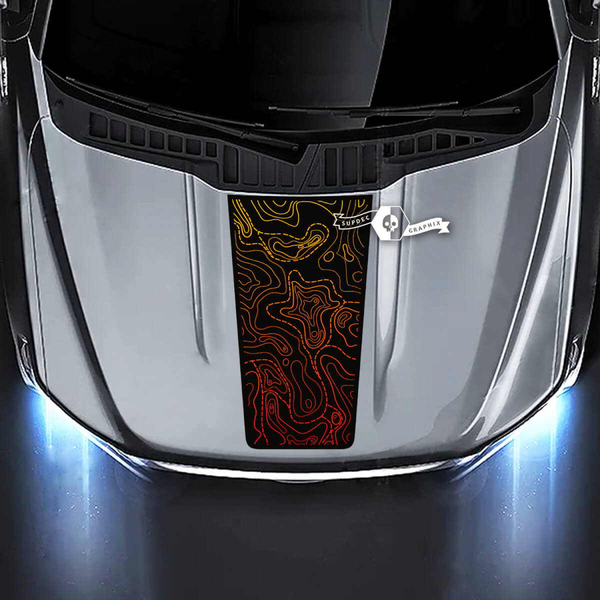 Calcomanía de vinilo con estilo de degradado de mapa topográfico para capó de Musclecar camión XL XLT STX Lariat
