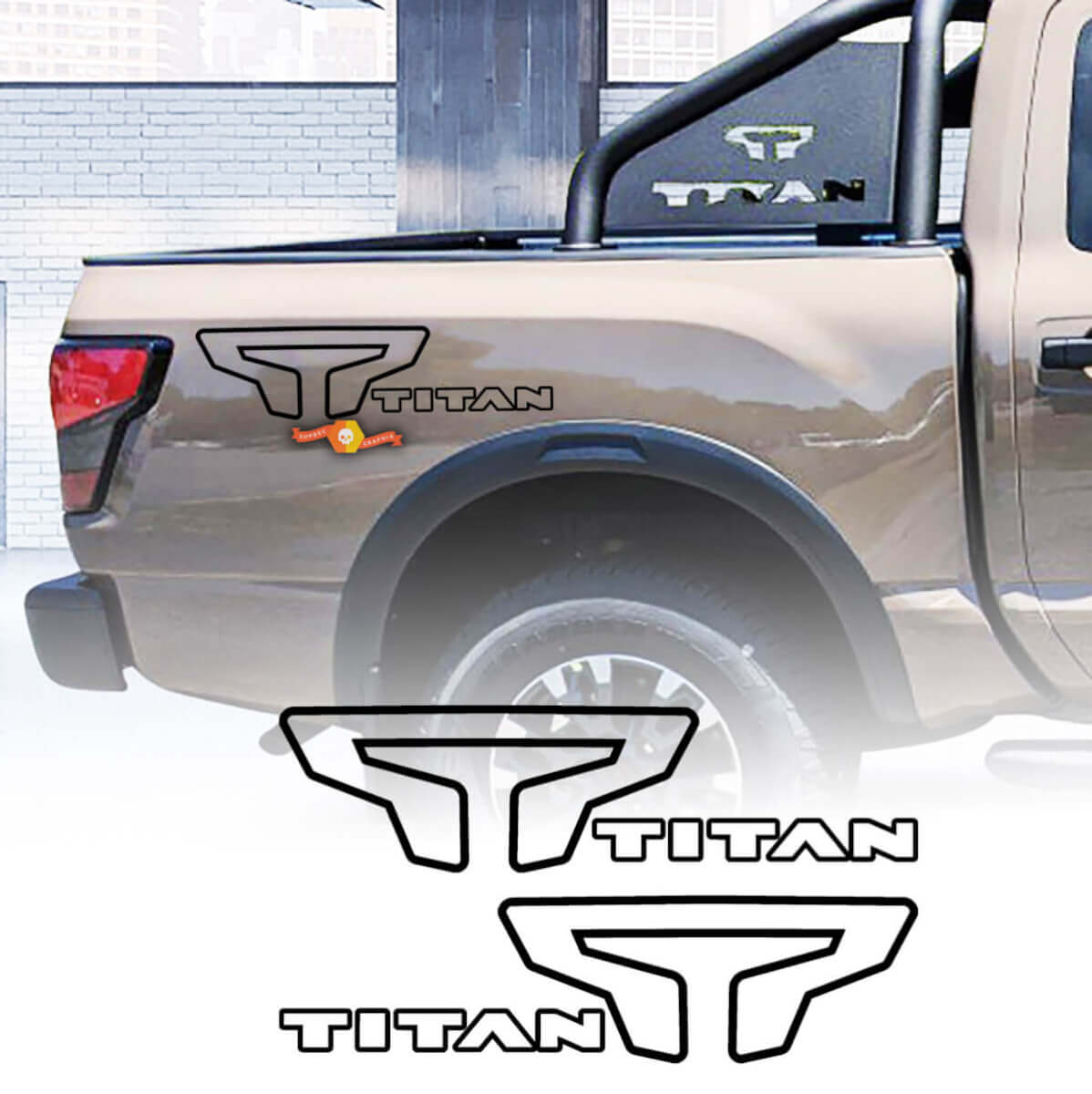 Kit de 2 pegatinas adhesivas para Nissan TITAN Stripe WRAP, pegatina para cama, raya lateral gráfica
