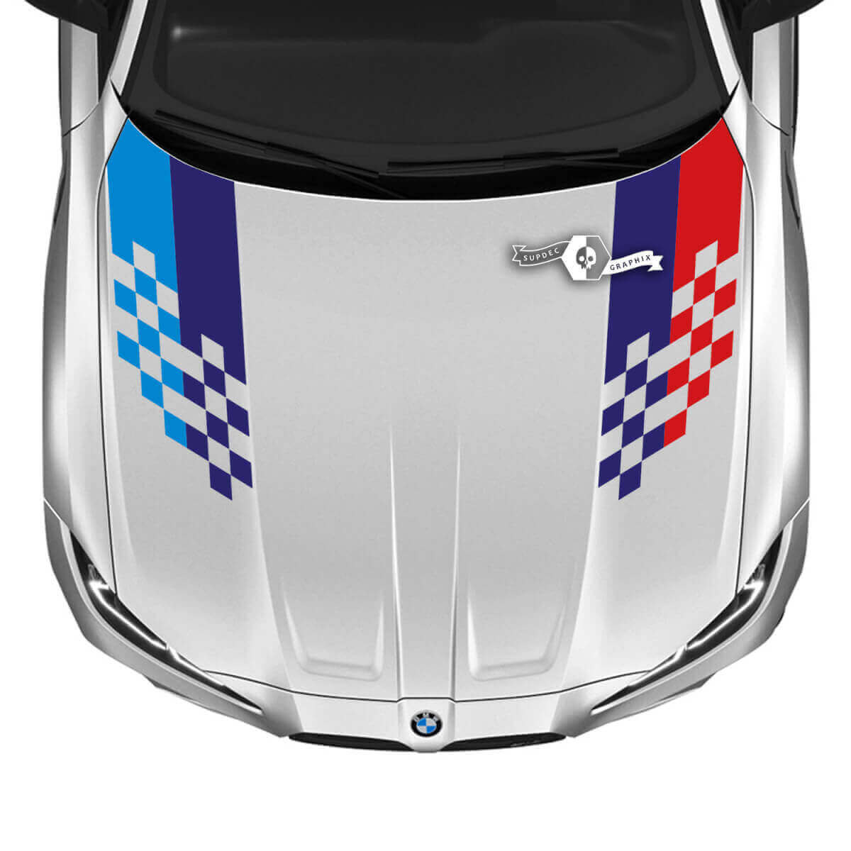 Diseño de vinilo para capó a cuadros de colores M para BMW M3 M4 G80 G82 G83
