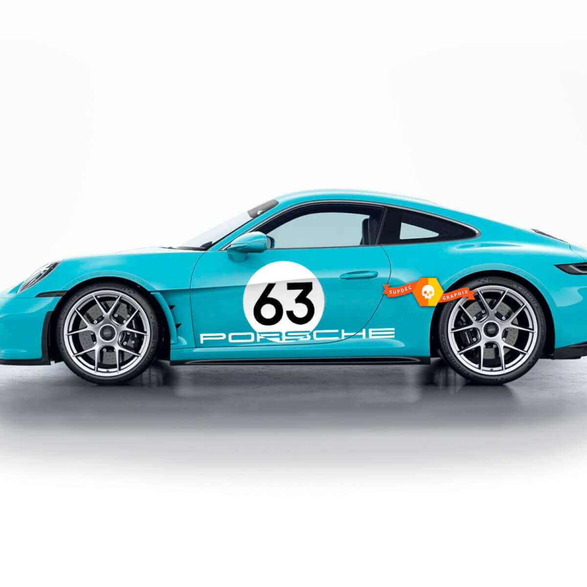 Juego de calcomanías con letras de logotipo del 60º aniversario para las puertas laterales estilo S/T para Porsche 911 2023