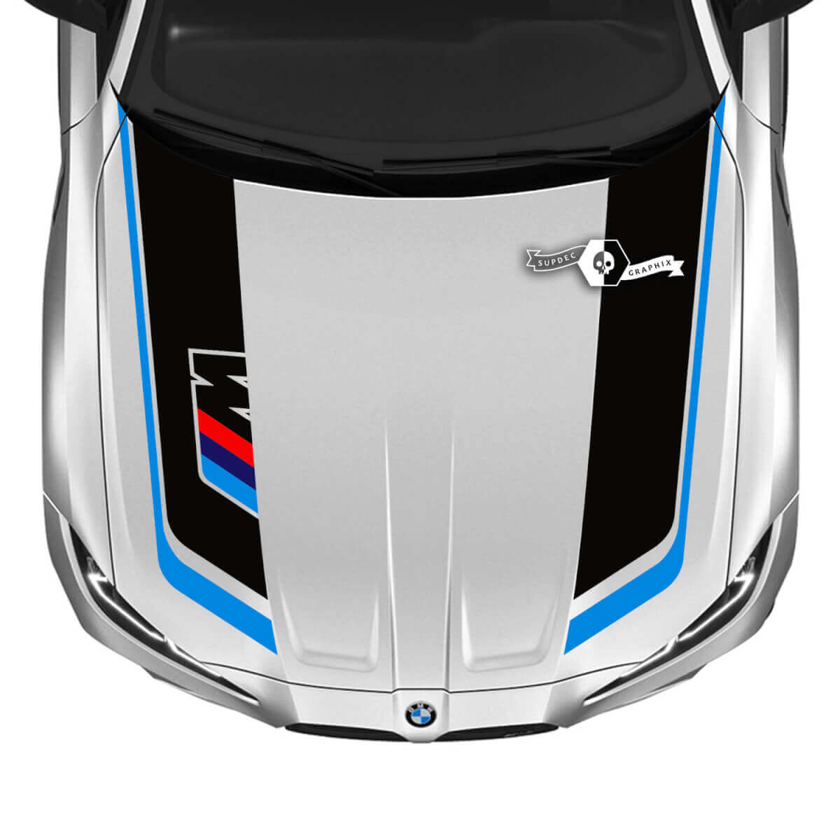 2021+ BMW M4 M3 G80 G82 G83 M Performance Hood M Color Logo Vinilo Calcomanía Etiqueta 2 colores
