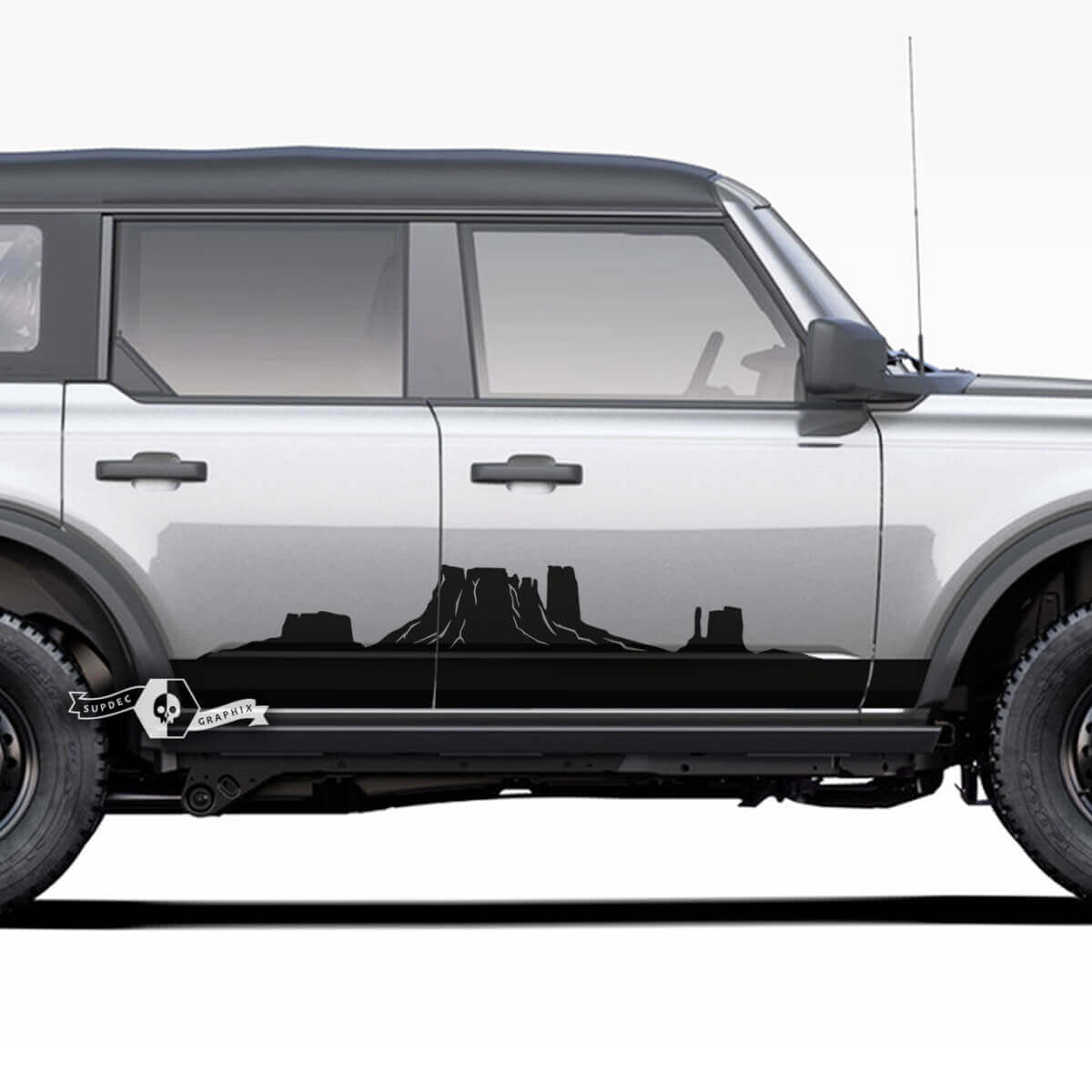 Par de calcomanías adhesivas de paneles laterales Rocker Panel Monument Valley 2 para Ford Bronco