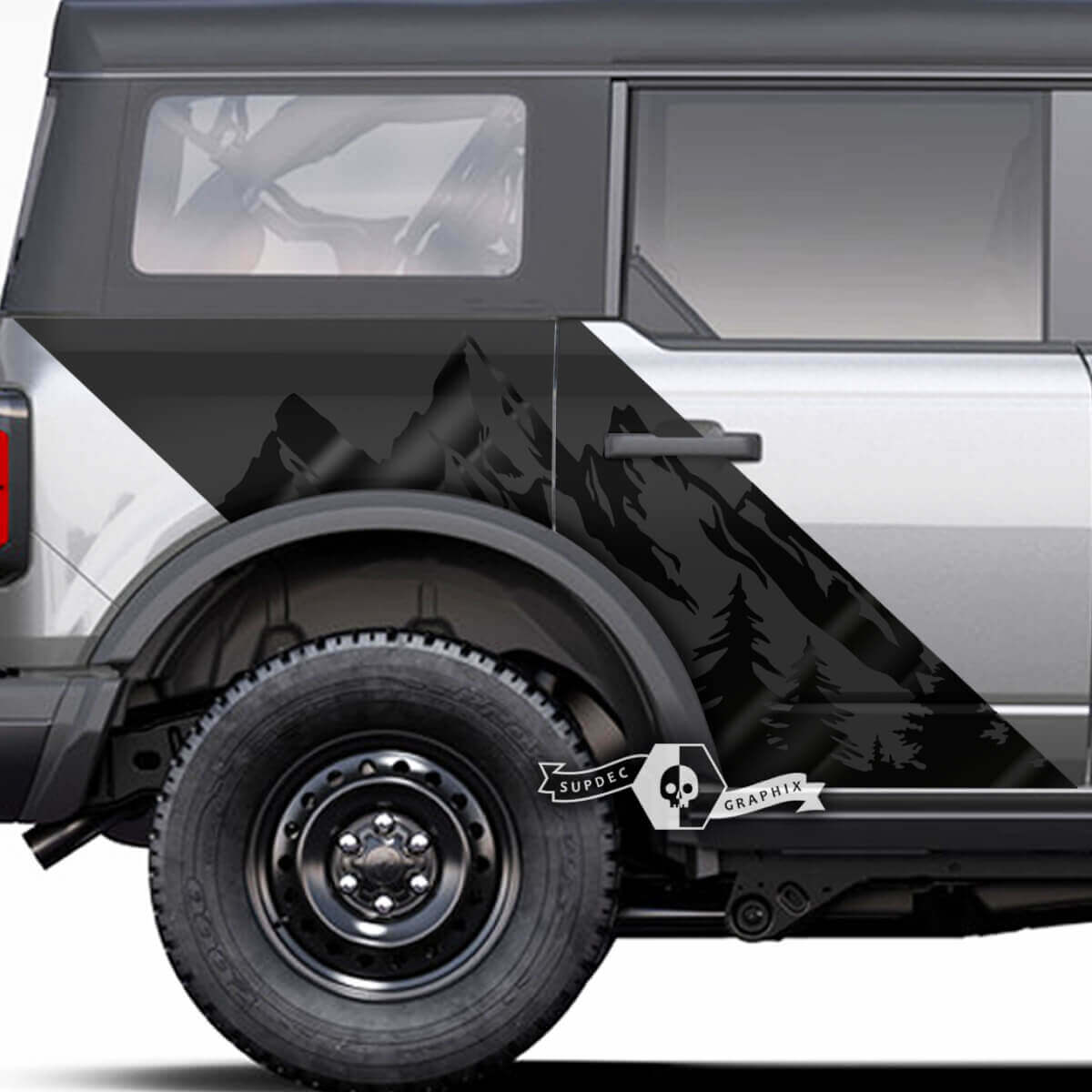 Par de pegatinas de estilo para puertas laterales y montañas, pegatinas de bosque para Musclecar horse, 2 colores
