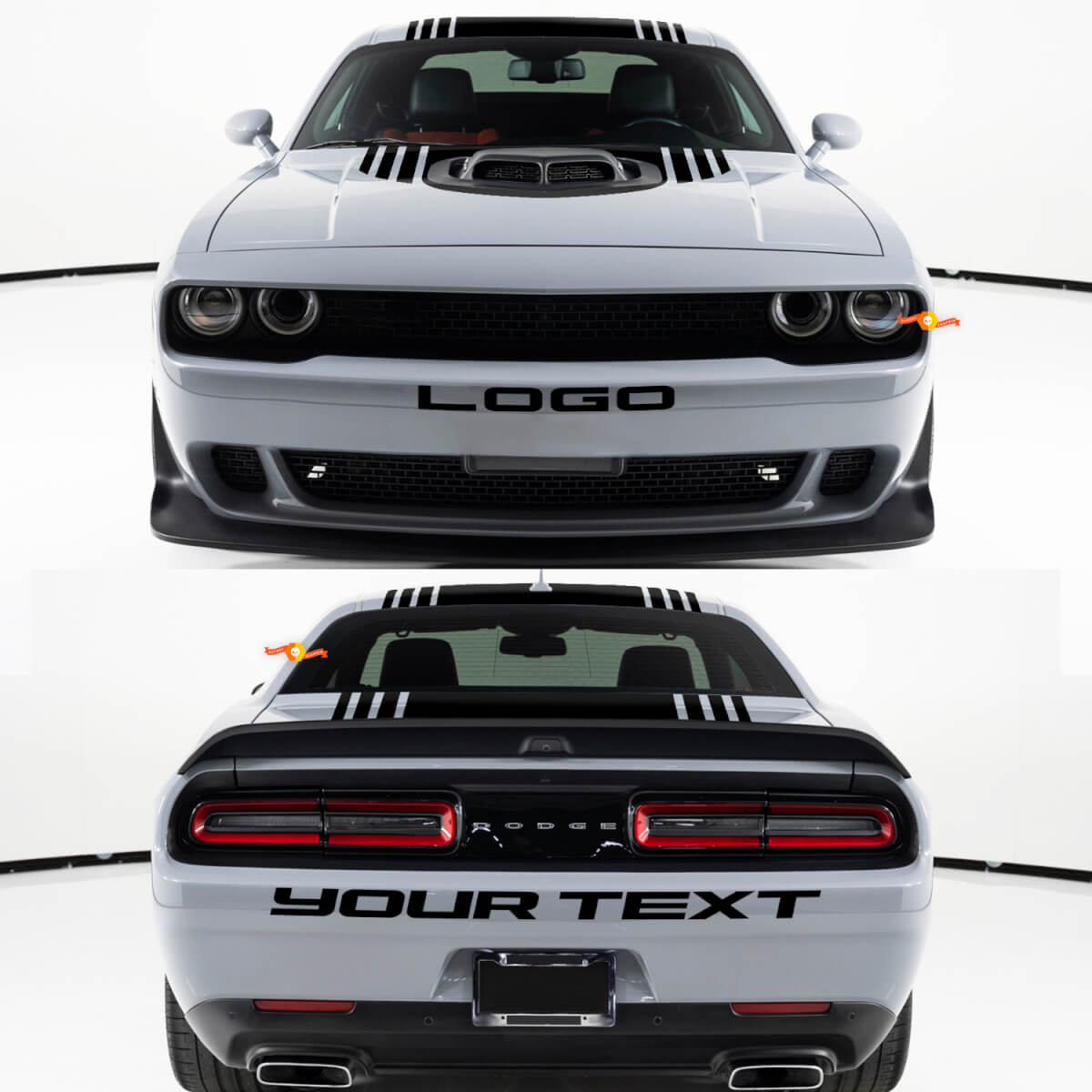 Kit de Vinilo Personalizado para Parachoques Delantero y Trasero para Dodge Challenger