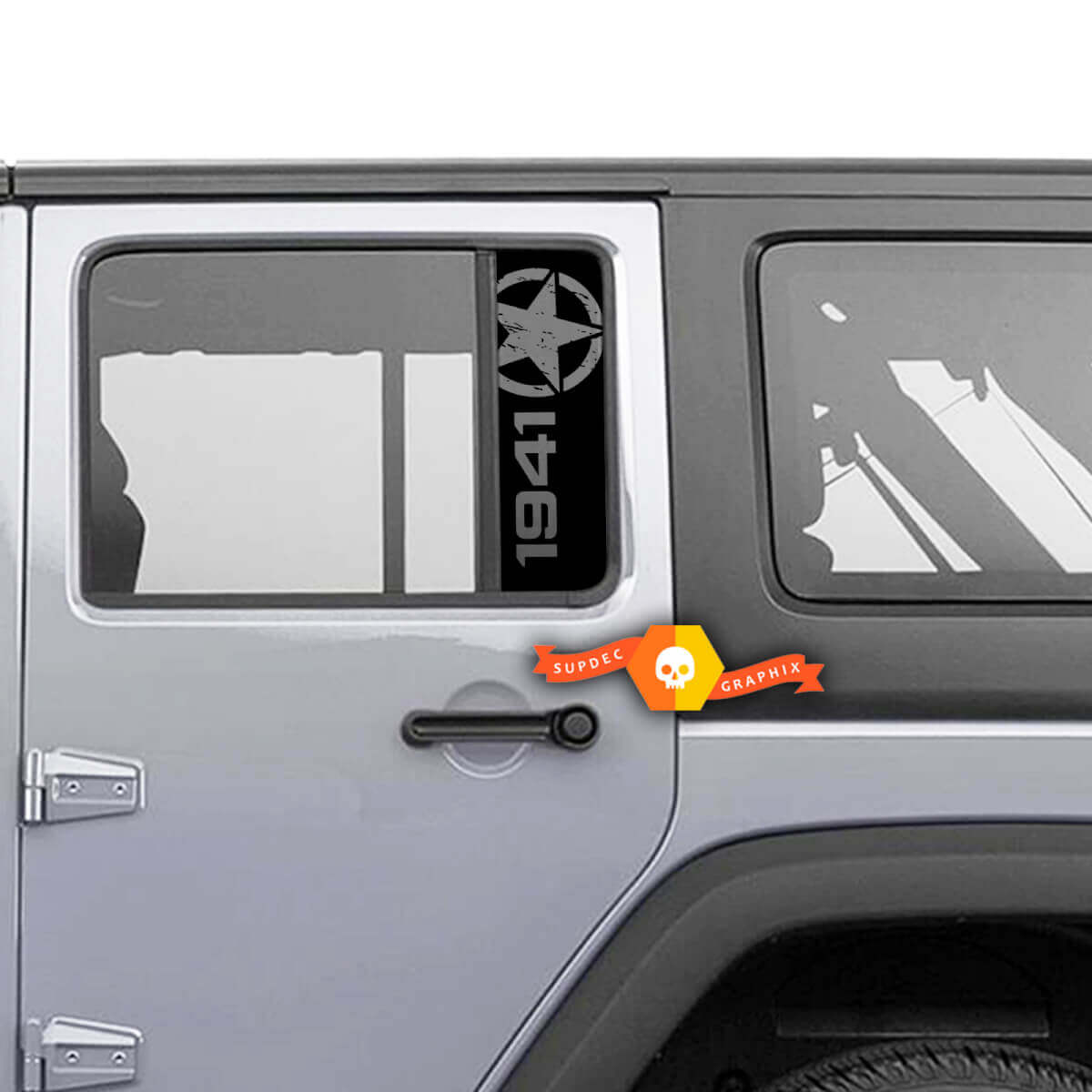 Calcomanía de vinilo para ventana trasera Estrella desgastada 1941 para Jeep Wrangler Gladiator