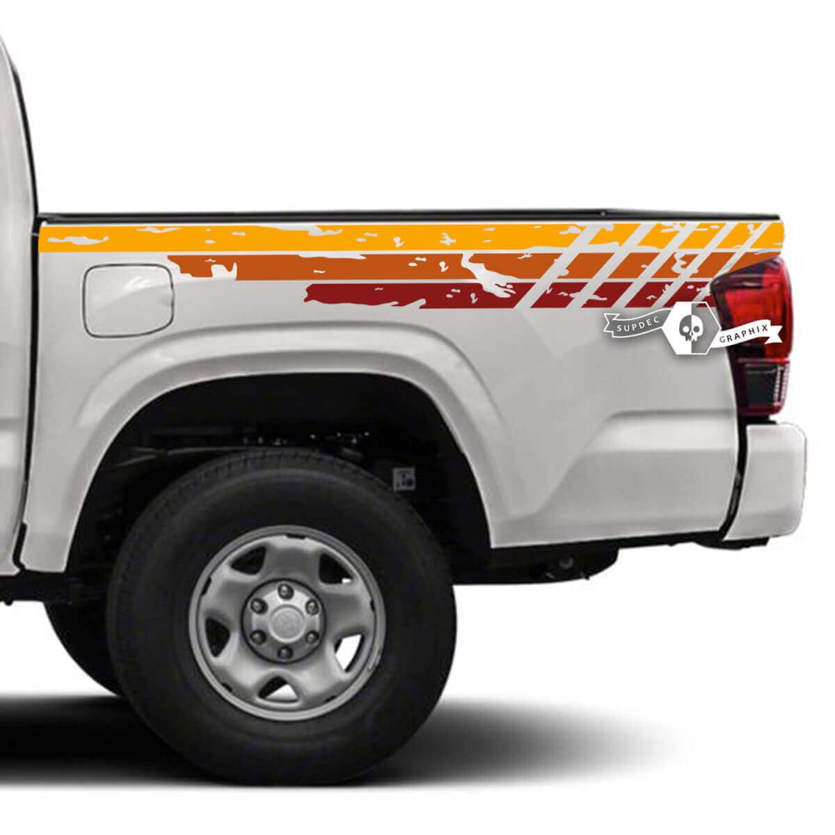 Pegatinas de vinilo vintage con efecto desgastado para las franjas laterales de Toyota Tacoma