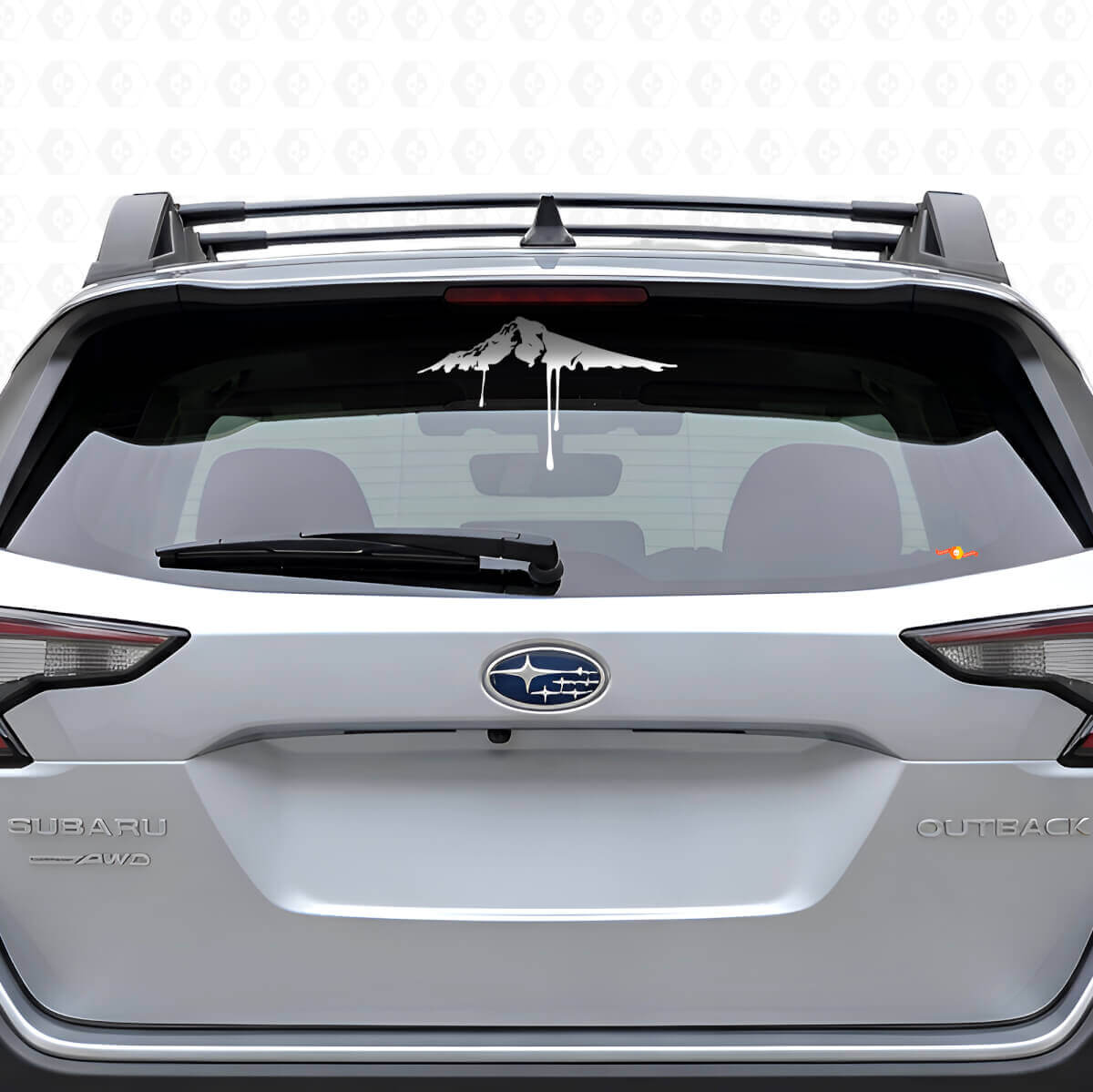 Vinilo adhesivo para ventana trasera de coches con diseño fluido de pico montañoso nevado