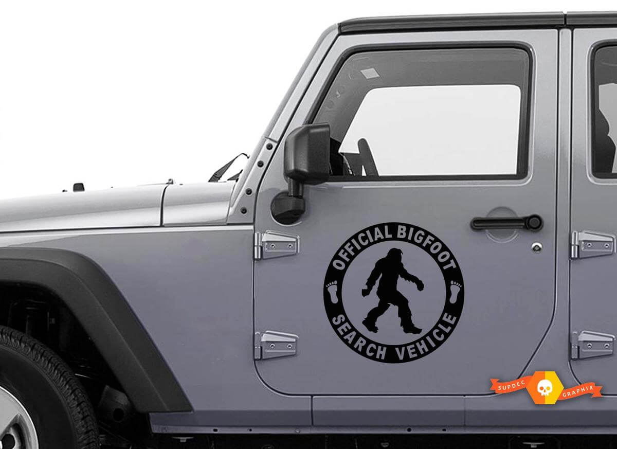Juego de vinilos adhesivos para puerta Sasquatch Bigfoot Search para Jeep Wrangler