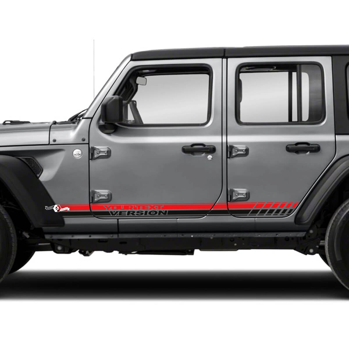 2 Jeep Wrangler Unlimited Doors Fender Side Logo Stripe 2 colores Vinilo adhesivo calcomanía
