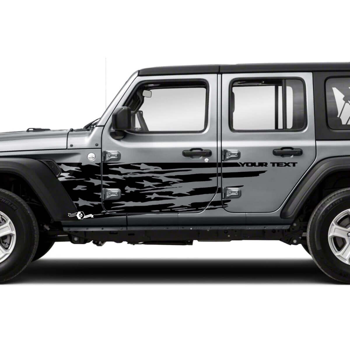 Pegatina de vinilo lateral con puertas tipo splash de bandera de EE.UU. desgastada para Jeep Wrangler Unlimited JK