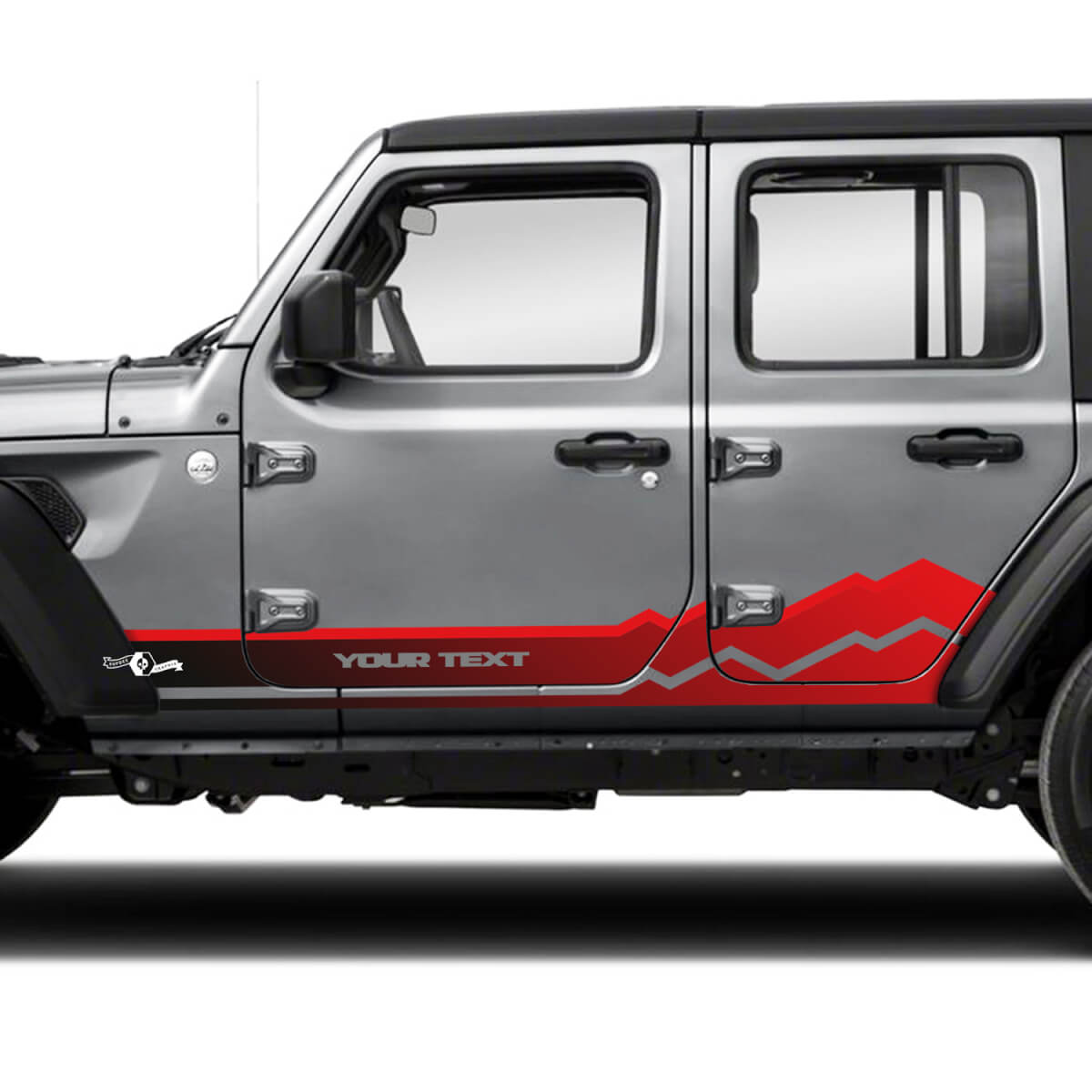 Vinilo adhesivo de franja lateral para puertas Mountains con degradado para Jeep Wrangler