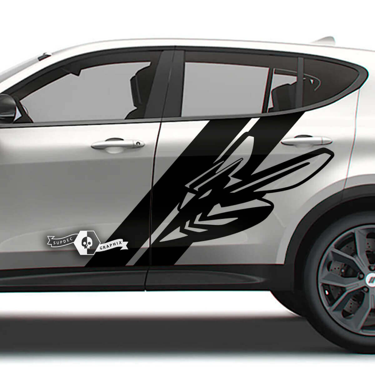 Par de calcomanías de vinilo tipo panal a rayas para puertas de Dodge Hornet
