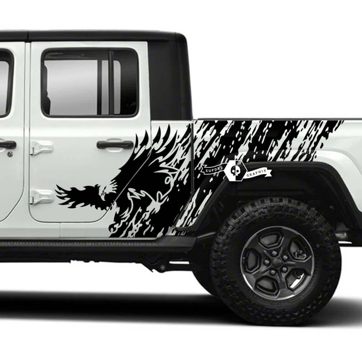 Calcomanías de vinilo para puerta lateral de caja Bald Eagle Splash para Jeep Gladiator