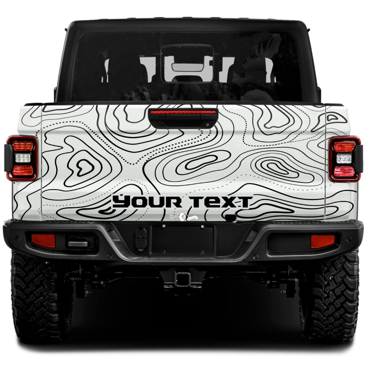 Gladiador de puerta trasera con pegatinas de vinilo envolventes de mapa topográfico para Jeep Gladiator
