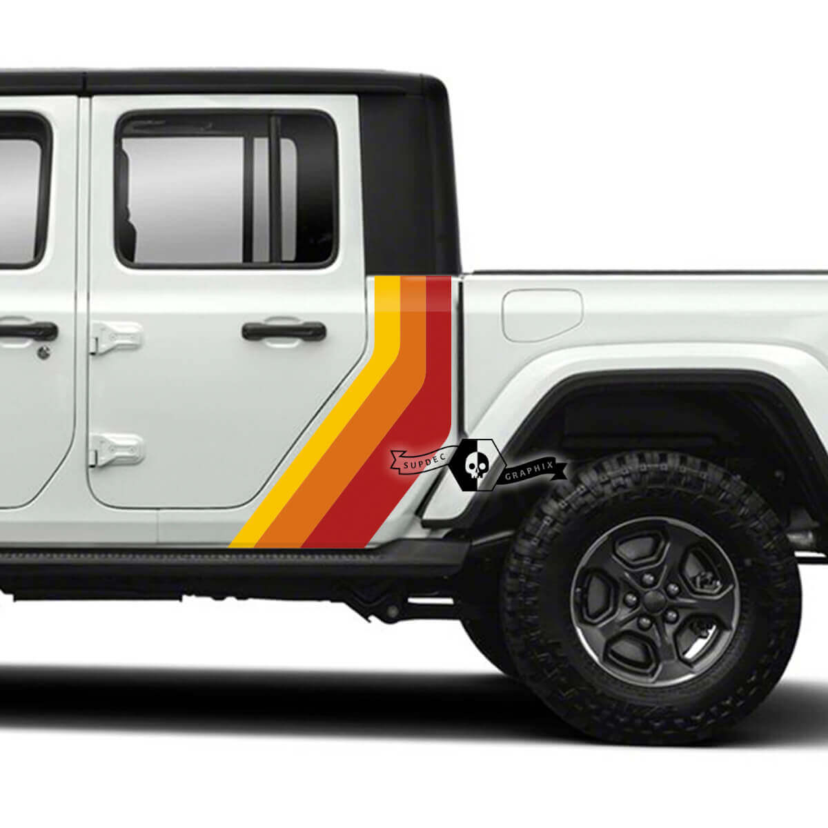 Par Jeep Gladiator Rubicon retro vintage Puertas Guardabarros Lado de la cama 4x4 Off-Road racing stripe kit sport Off Road 3 colores
