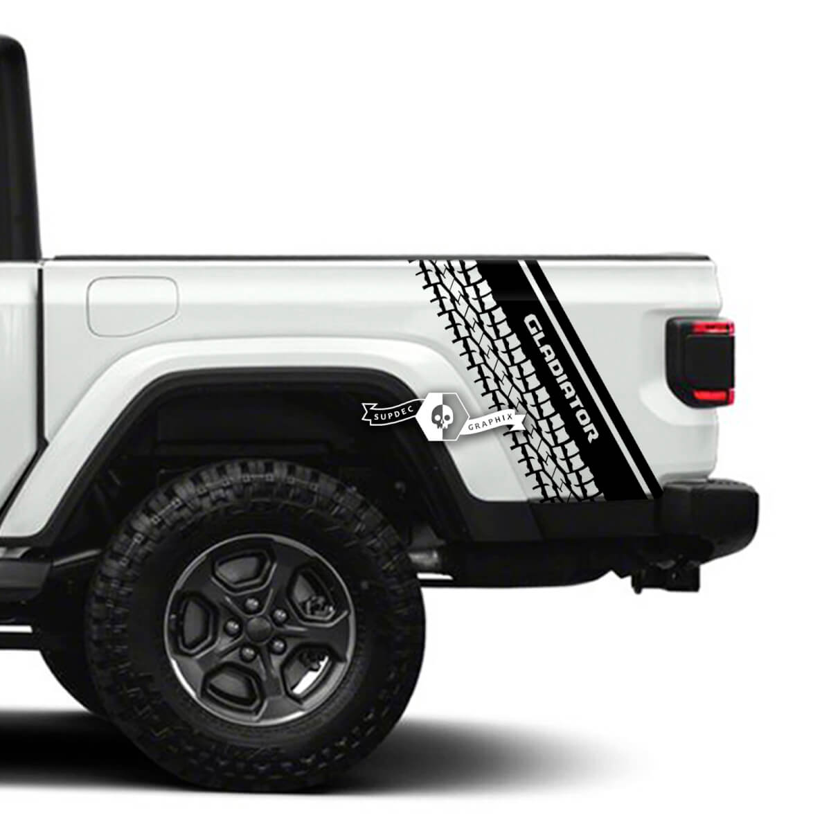 Par Jeep Gladiator Rubicon Bed Side Fender Tire Tracks 4x4 Off-Road Racing Stripe Kit Esquema
