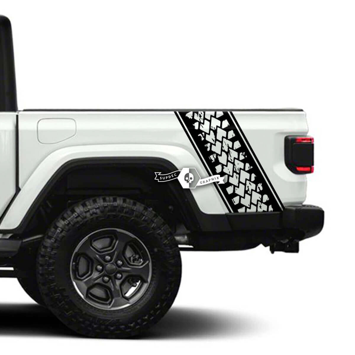 Par Jeep Gladiator Rubicon Bed Side Fender Tire Tracks Mud 4x4 Off-Road Racing Stripe Kit Esquema
